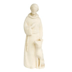 Scultura di San Francesco Stilizzato con Lupo in Legno della Val Gardena