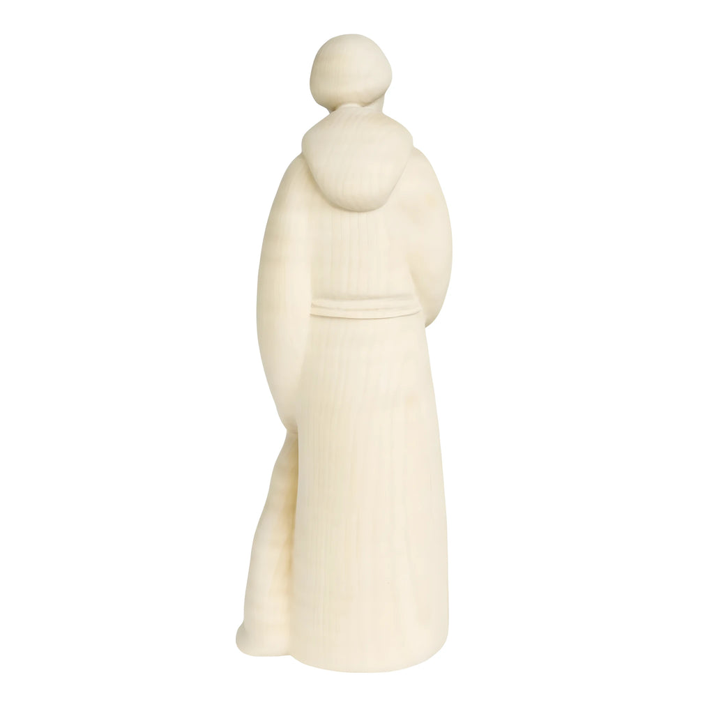 Scultura di San Francesco Stilizzato con Lupo in Legno della Val Gardena