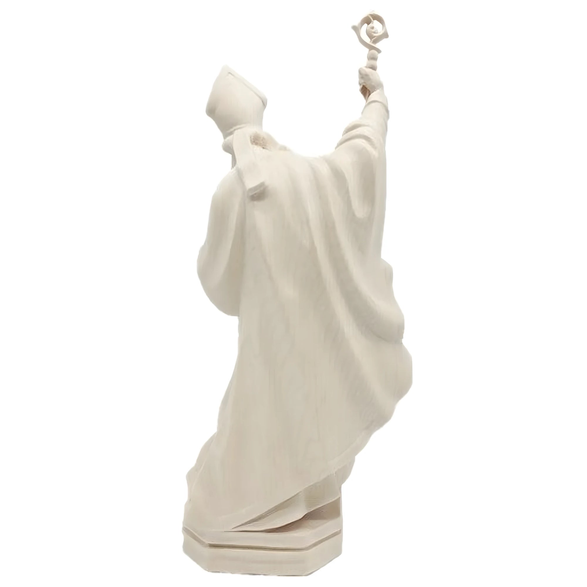 Escultura de São Ricardo Bispo com Báculo e Livro em Madeira de Val Gardena