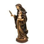 Scultura di Santa Francesca Romana con Angelo Custode in Legno della Val Gardena
