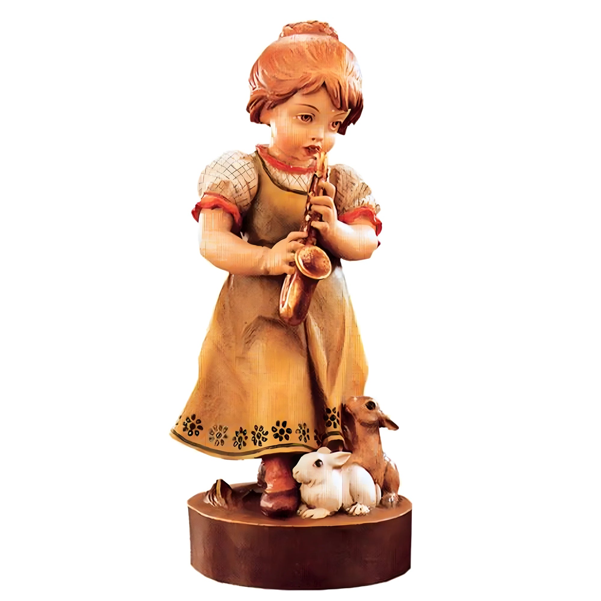 Scultura in Legno Fanciulla con Sassofono e Animali – Melodia del Bosco