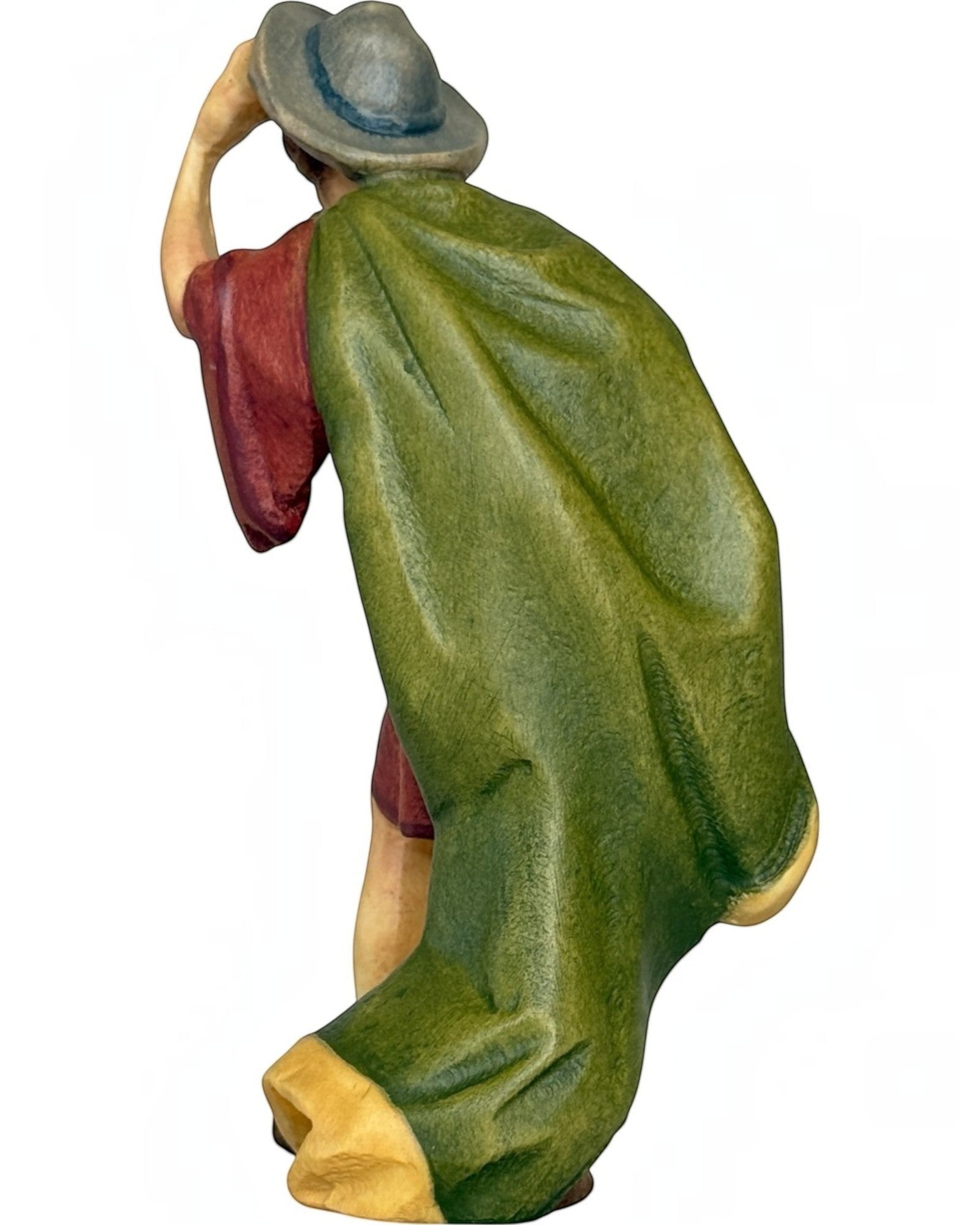 Scultura-in-Legno-Il-Buon-Pastore-Barba-Cappello-e-Agnello-Ritrovato