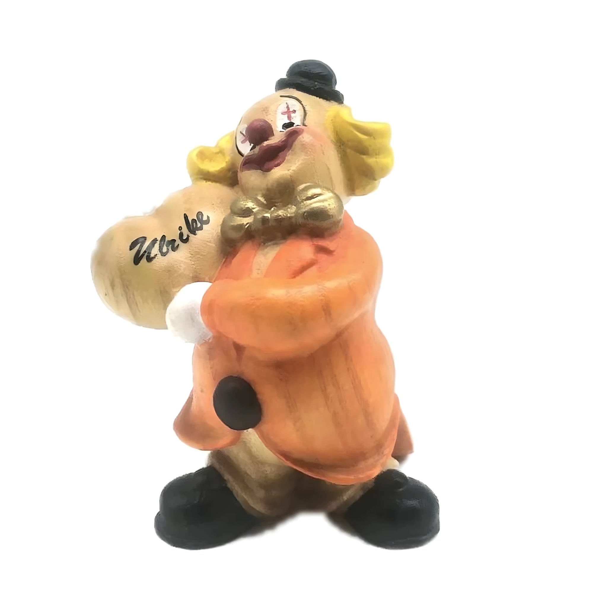 Scultura in Legno "Ulrike" Clown Artigianale Dipinto a Mano, Val Gardena