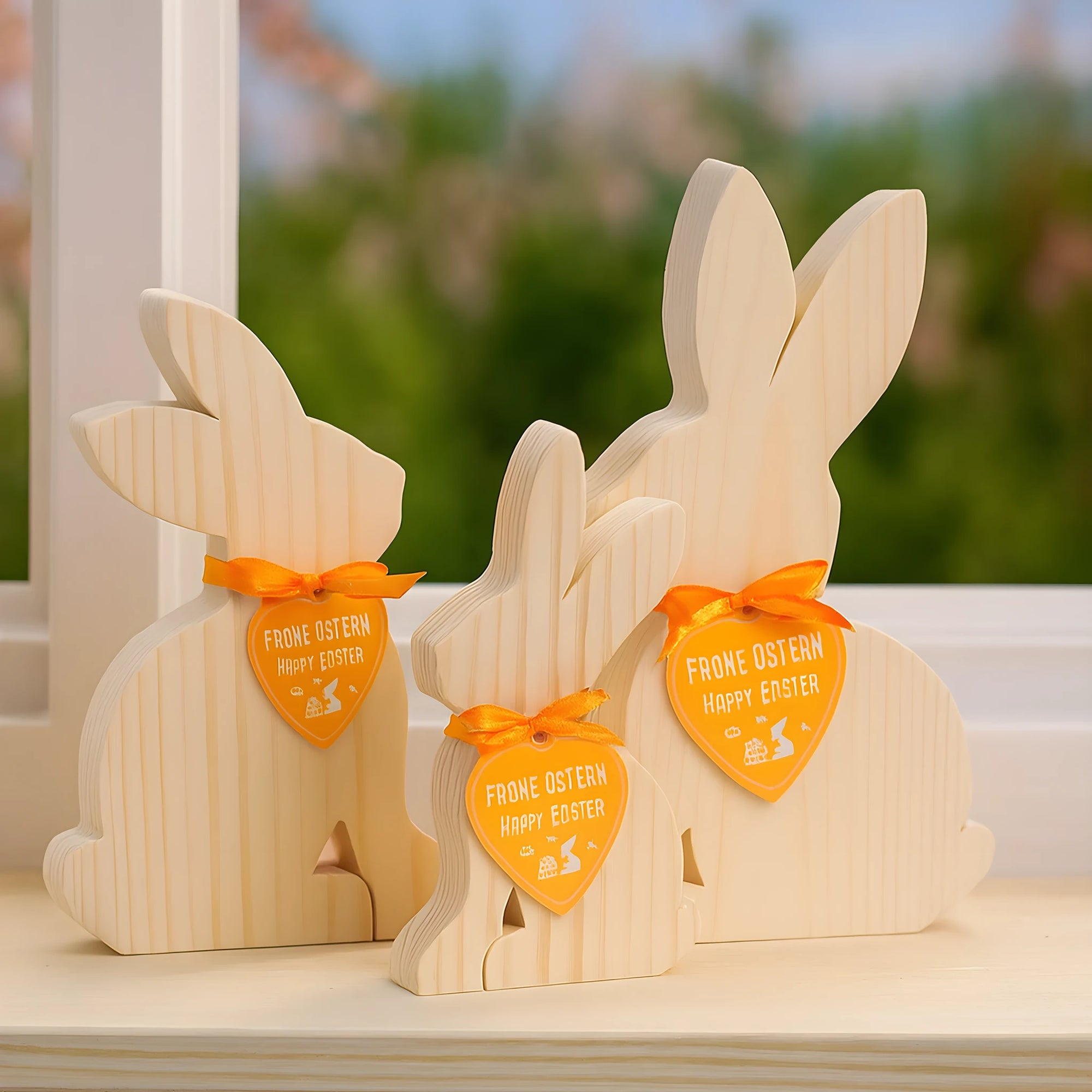 Natural Wooden Bunny Set