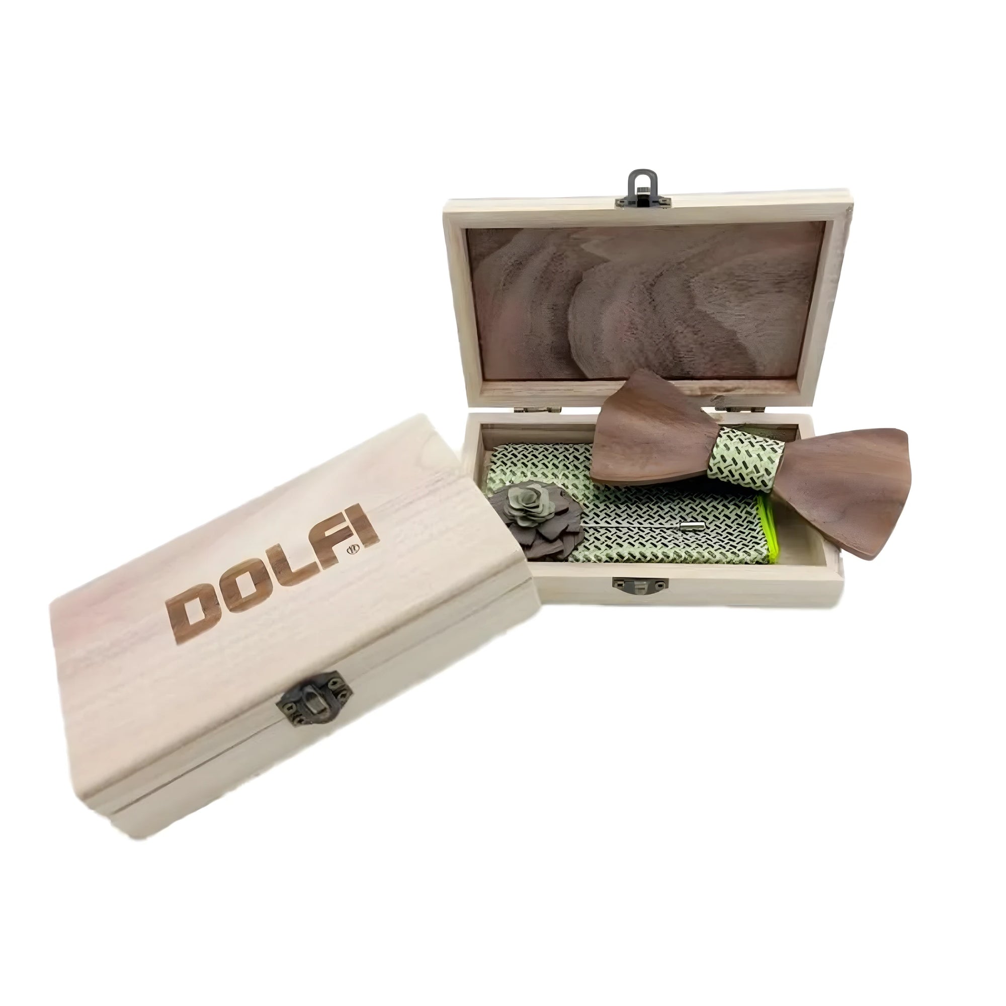 Set Papillon aus Holz in grün