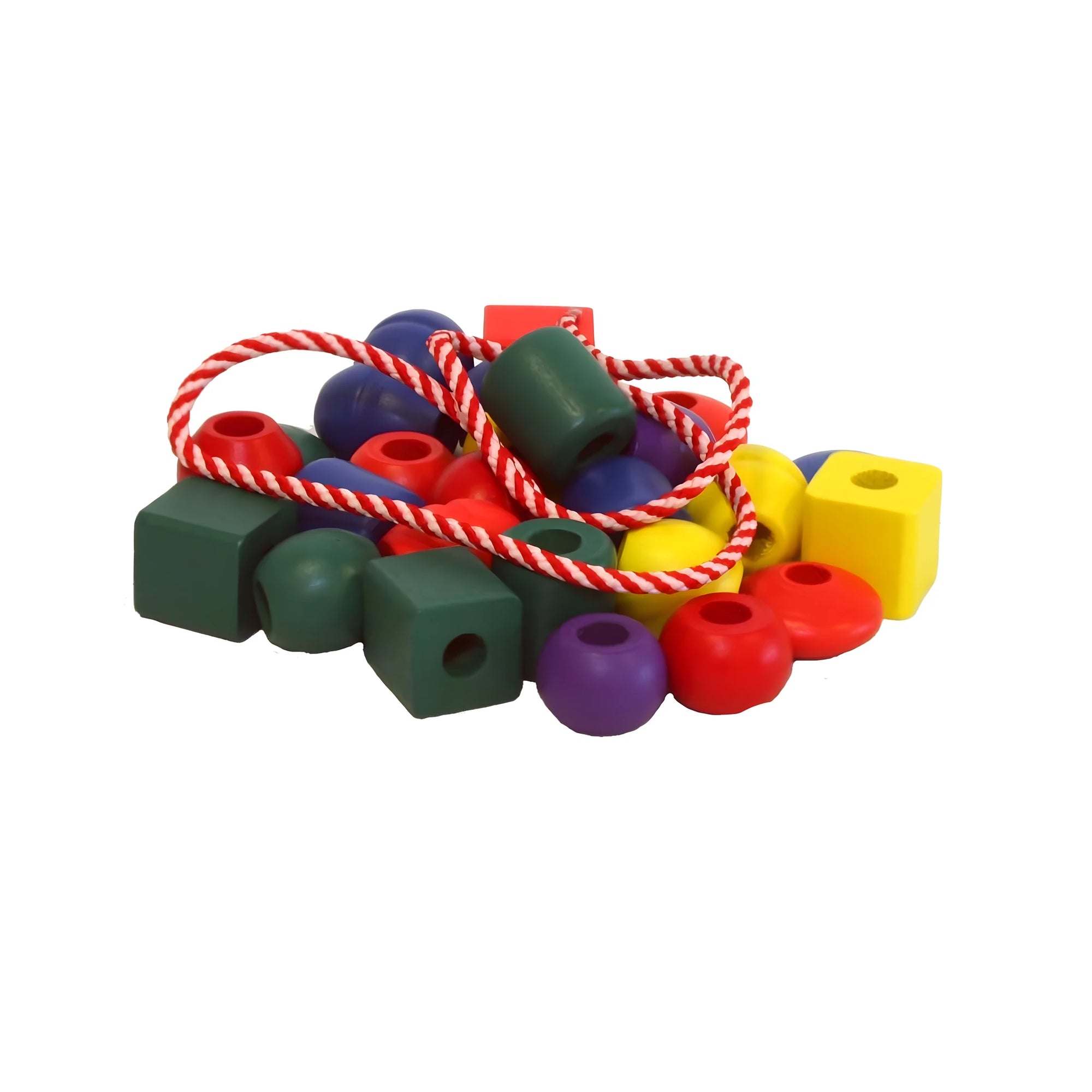 Set of Colored and Polished Maple Wood Beads for Threading