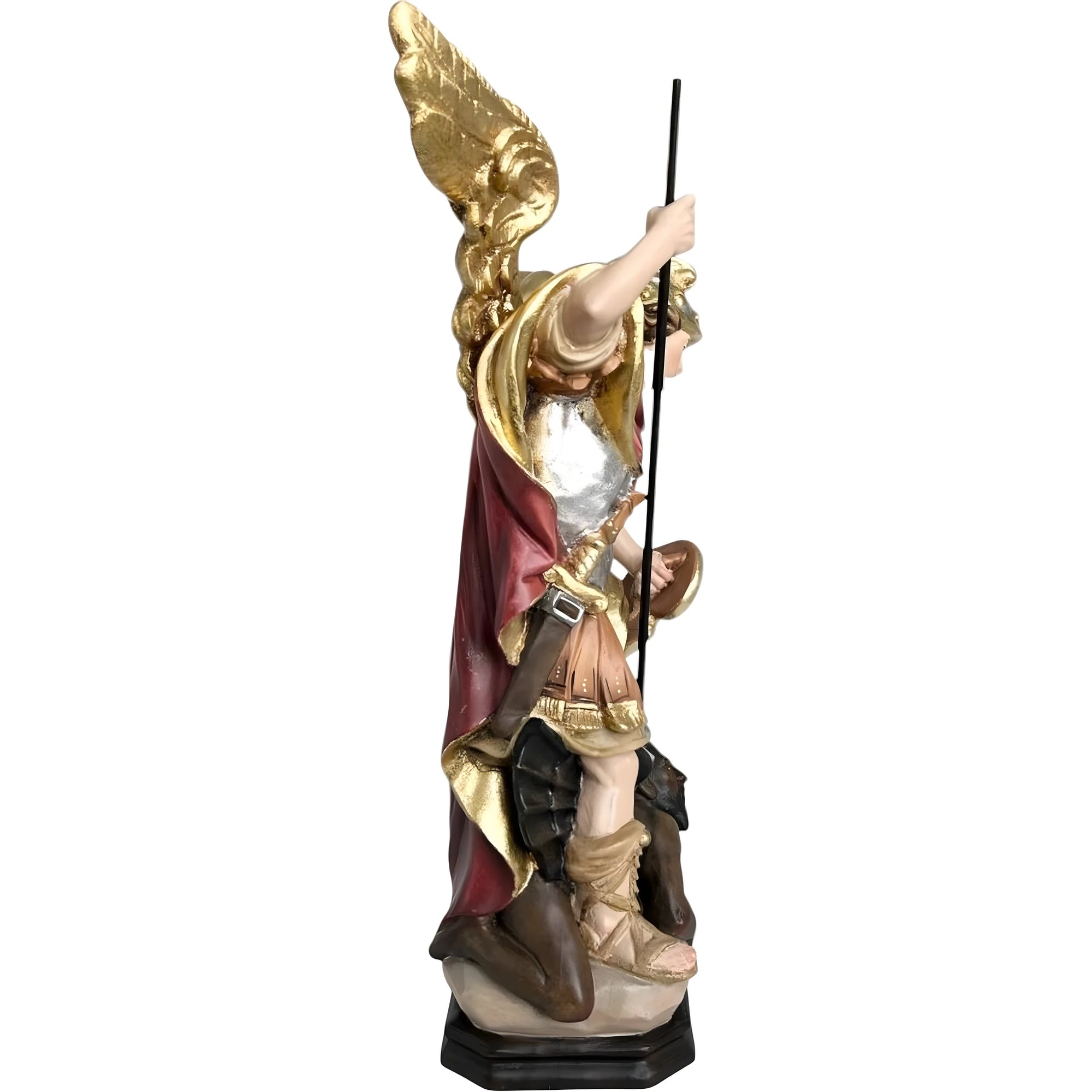 Statua Arcangelo Michele che Sconfigge Satana – Scultura in Legno Val Gardena