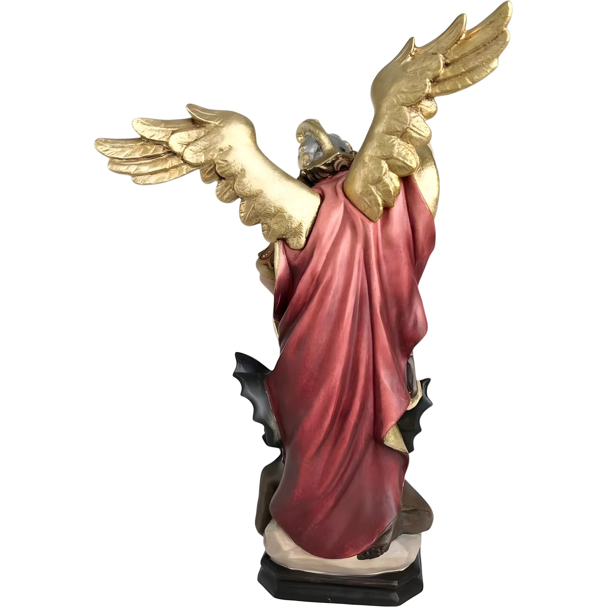 Statua Arcangelo Michele che Sconfigge Satana – Scultura in Legno Val Gardena
