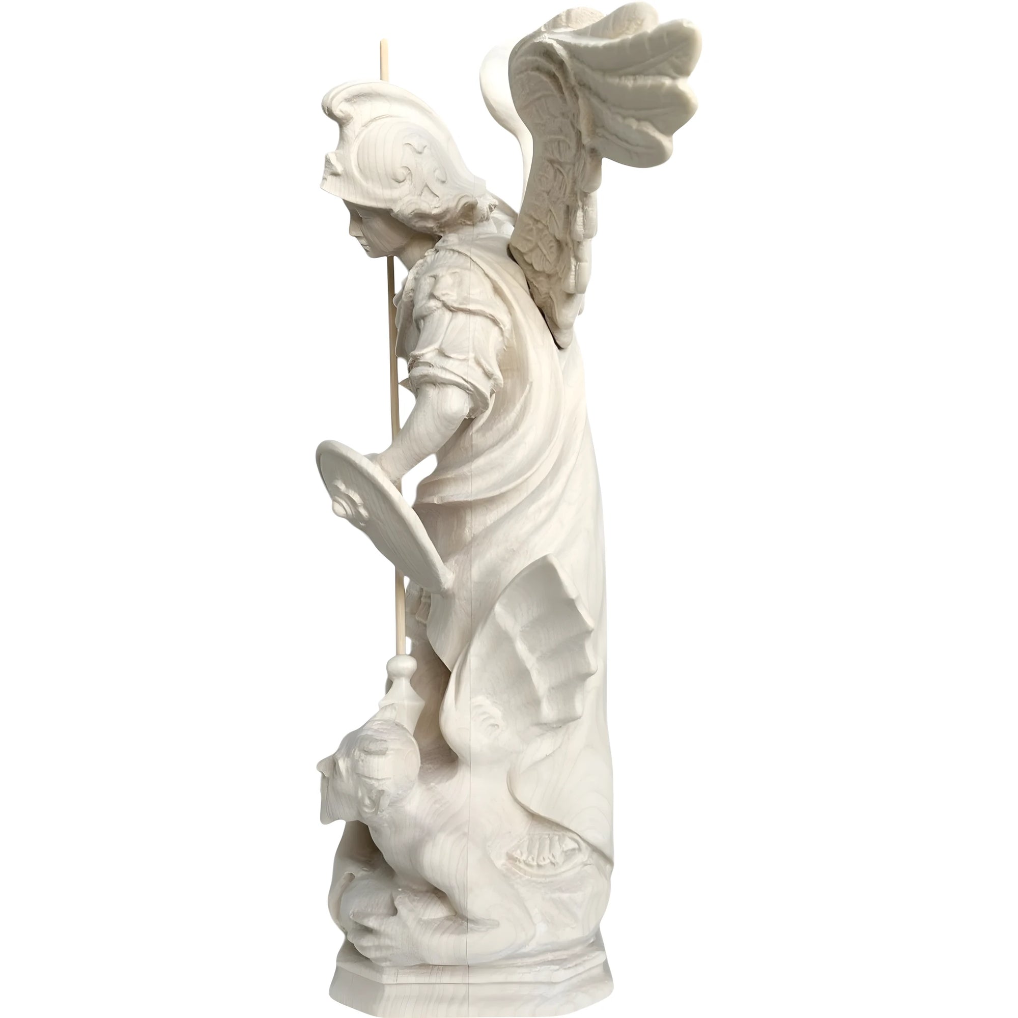 Statua Arcangelo Michele che Sconfigge Satana – Scultura in Legno Val Gardena