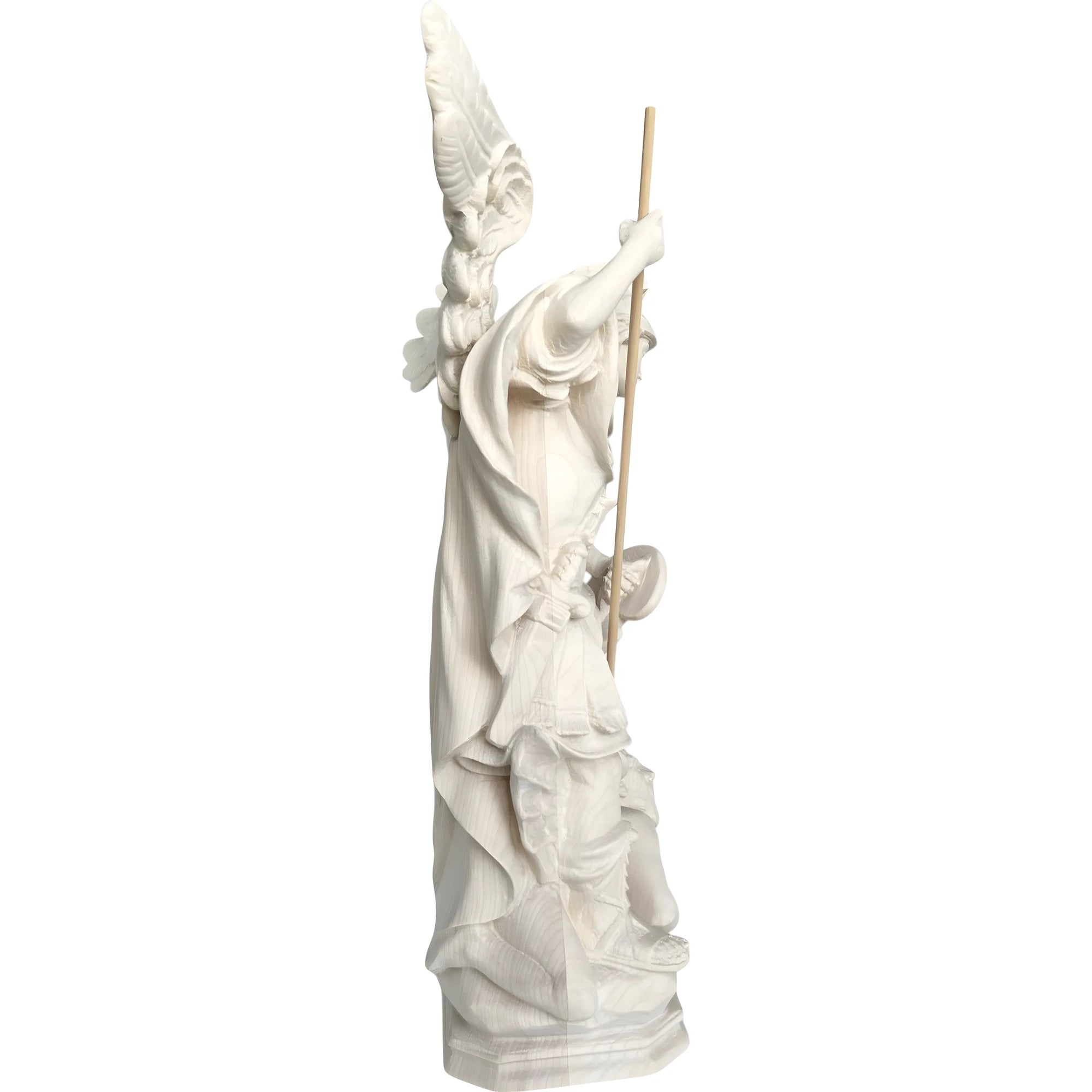 Statua Arcangelo Michele che Sconfigge Satana – Scultura in Legno Val Gardena