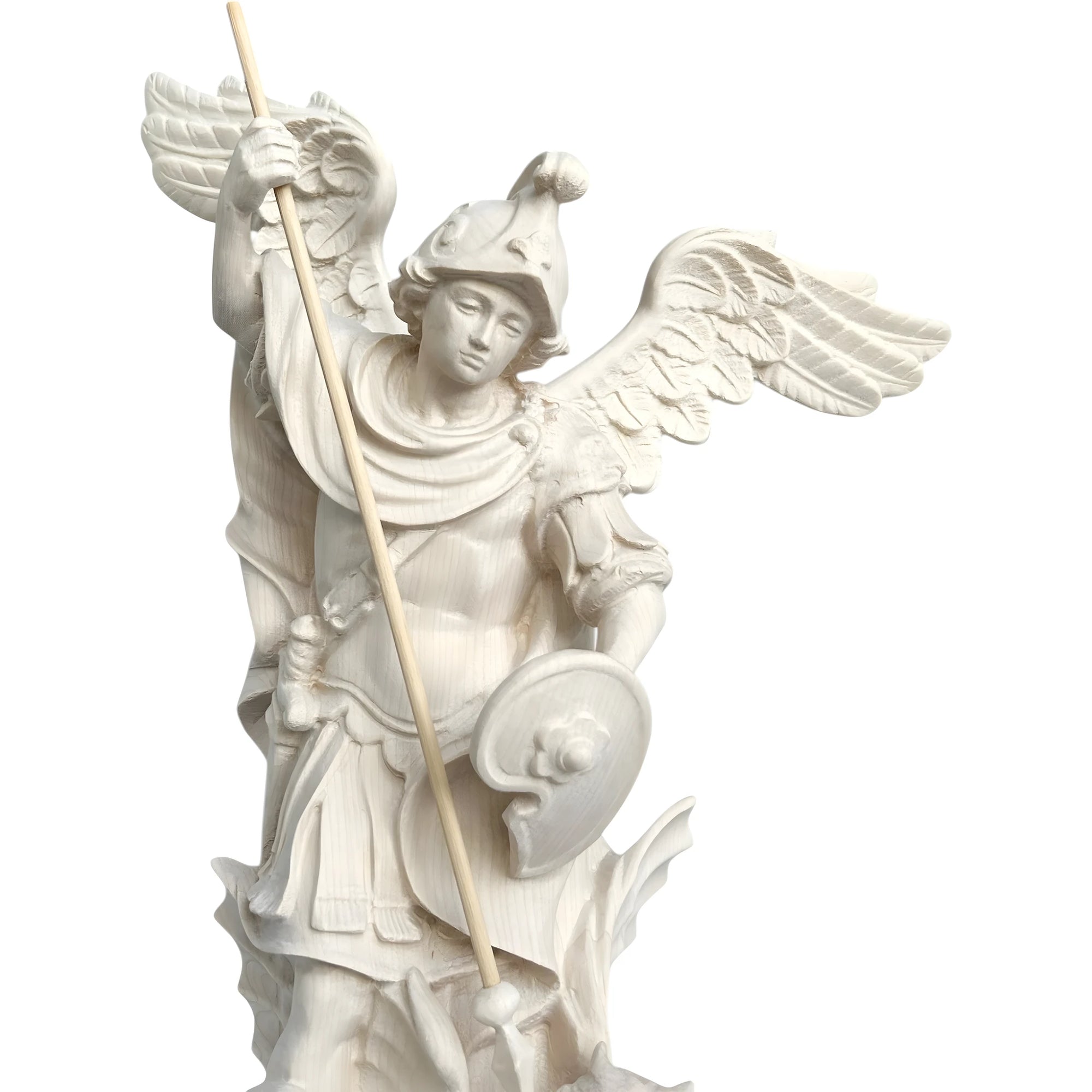 Statua Arcangelo Michele che Sconfigge Satana – Scultura in Legno Val Gardena