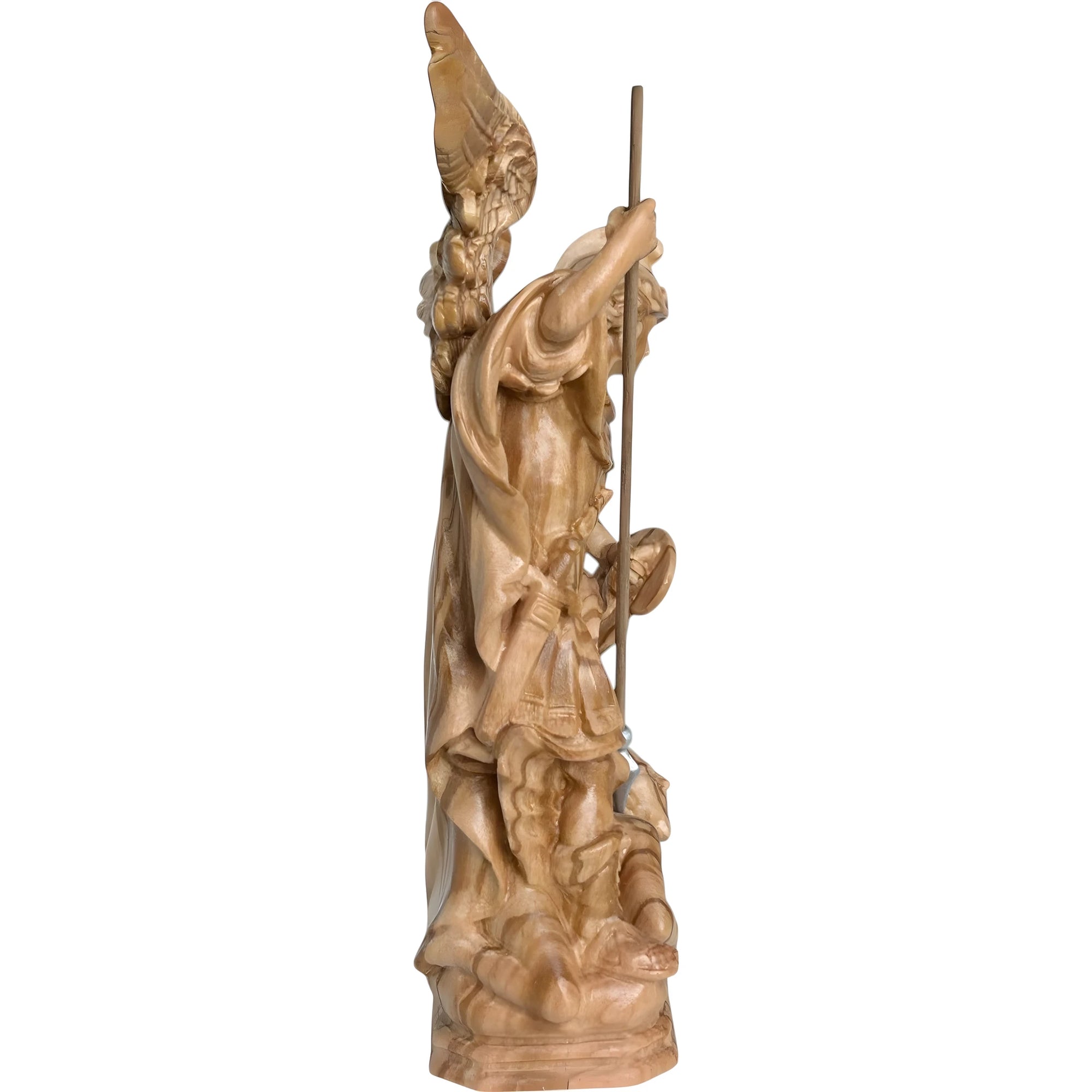 Statua Arcangelo Michele che Sconfigge Satana – Scultura in Legno Val Gardena