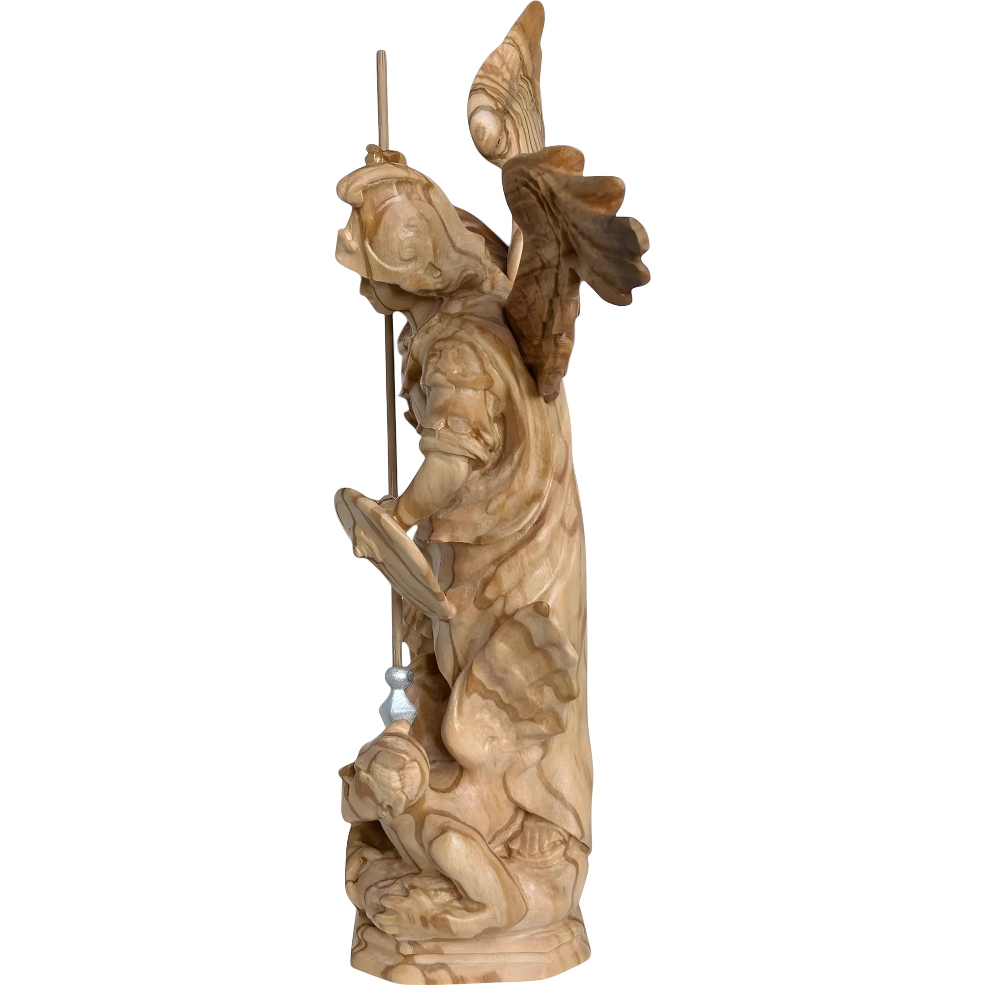 Statua Arcangelo Michele che Sconfigge Satana – Scultura in Legno Val Gardena