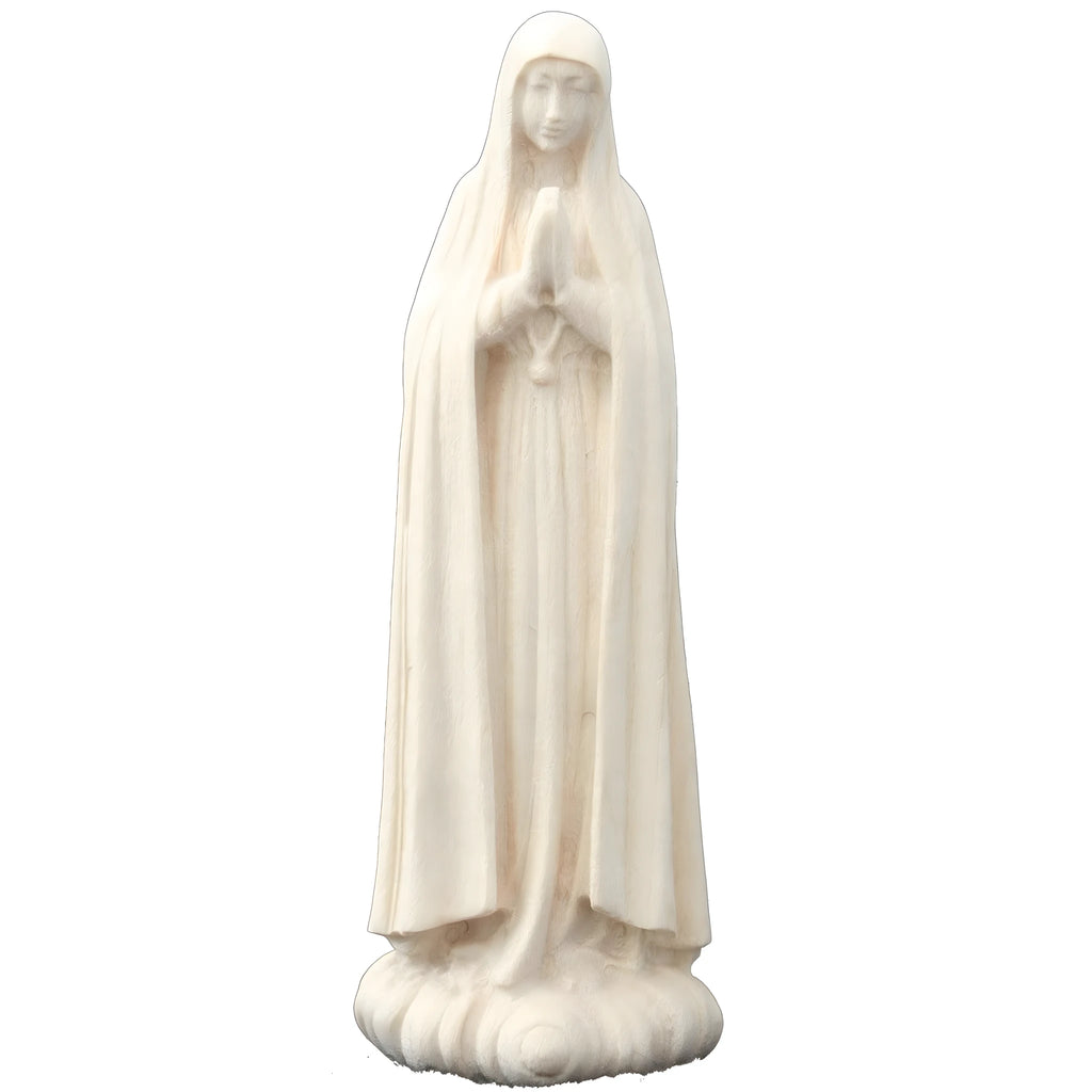 Estatua Hecha a Mano Virgen de Fátima de Madera Tallada a Mano Val Gardena