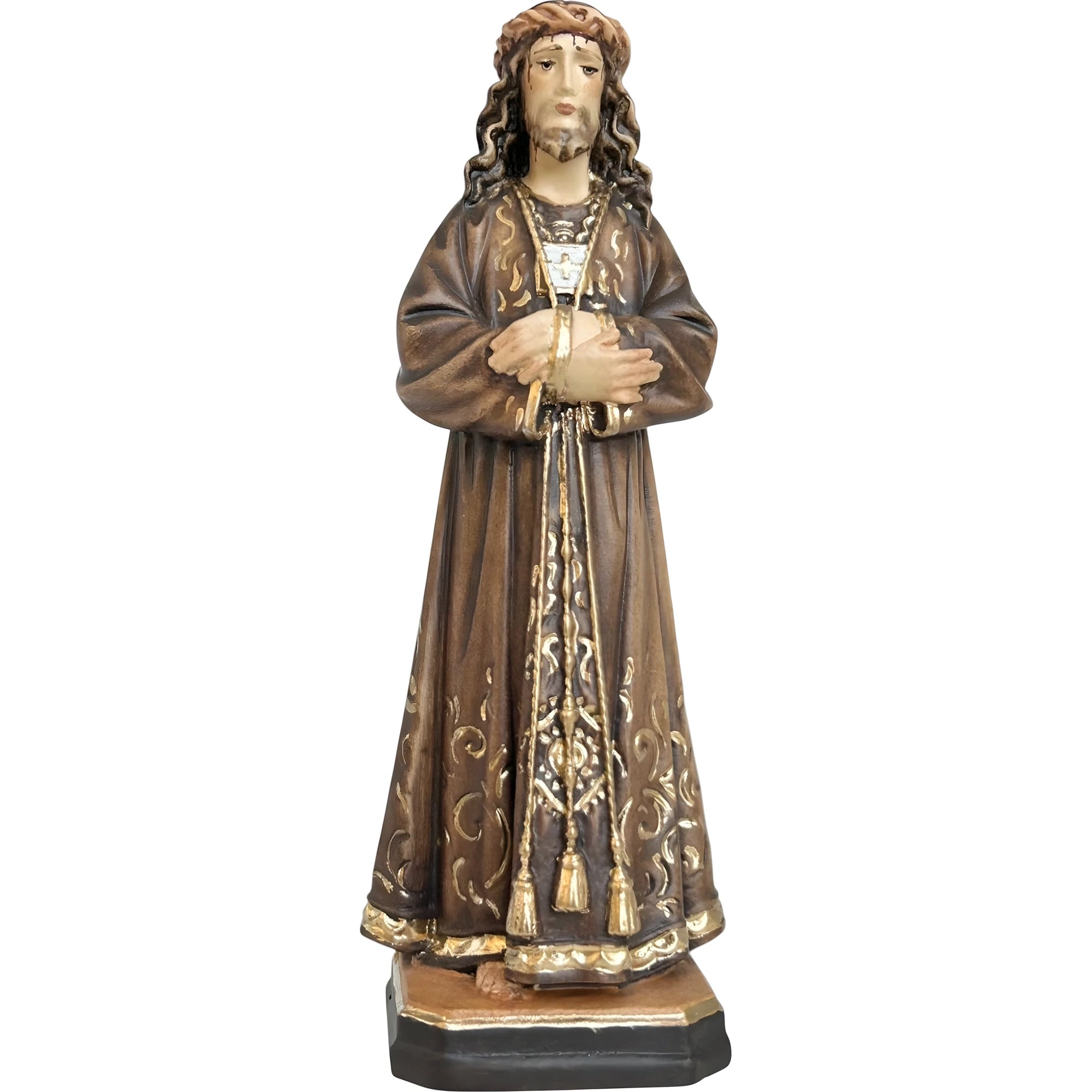 Estátua Cristo Jesus de Medinaceli Esculpida à Mão em Madeira do Val Gardena