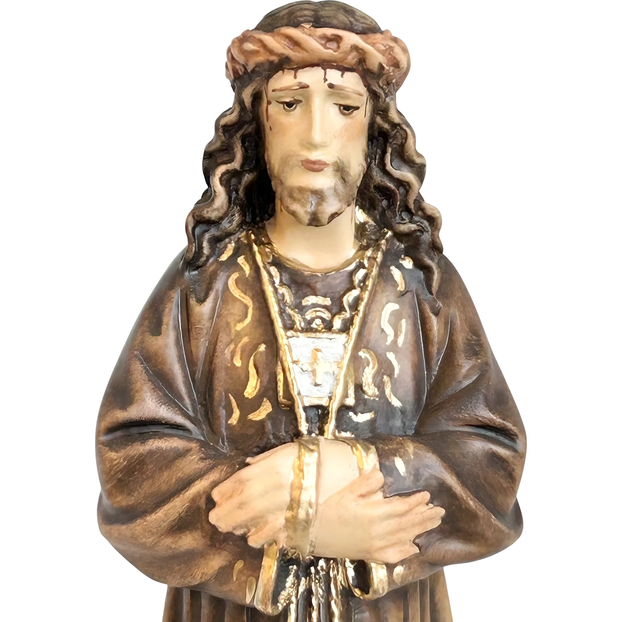 Estátua Cristo Jesus de Medinaceli Esculpida à Mão em Madeira do Val Gardena