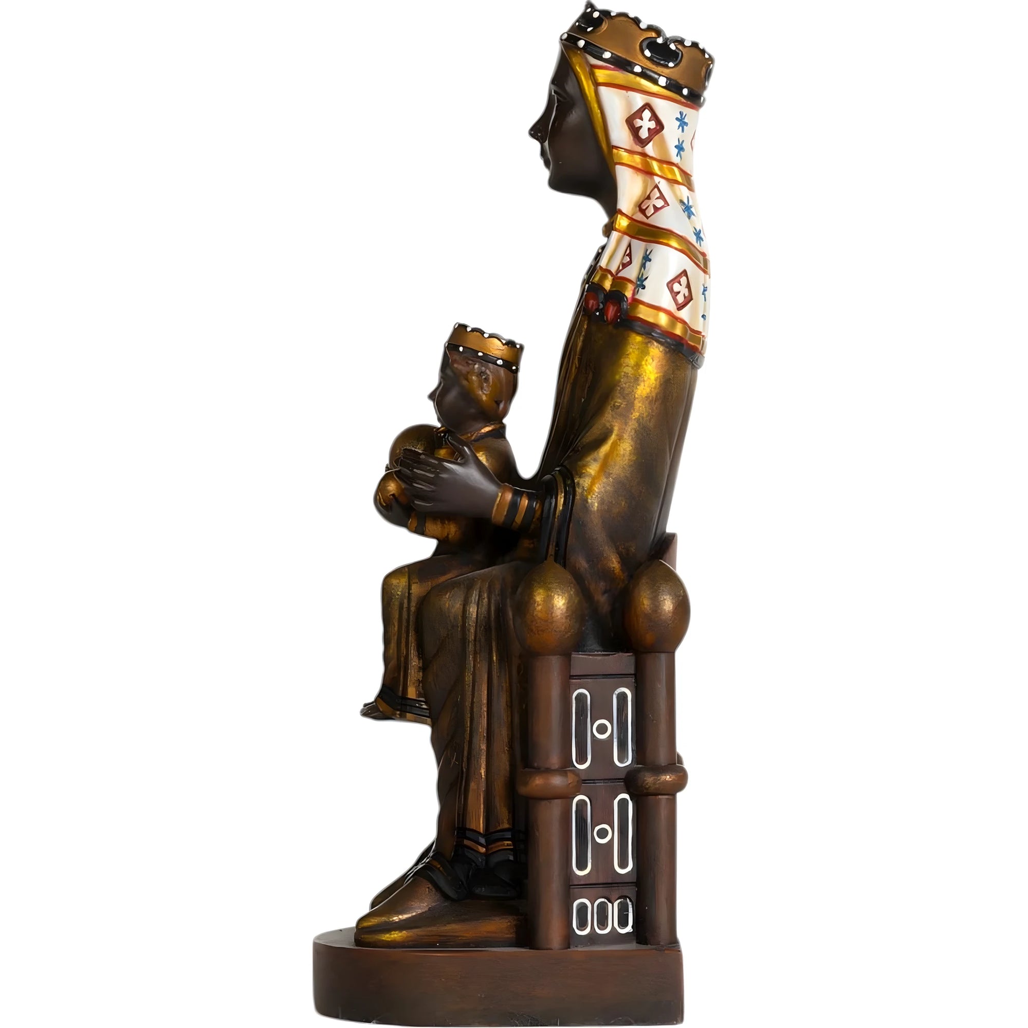 Estátua de Nossa Senhora Negra de Montserrat no Trono com Menino
