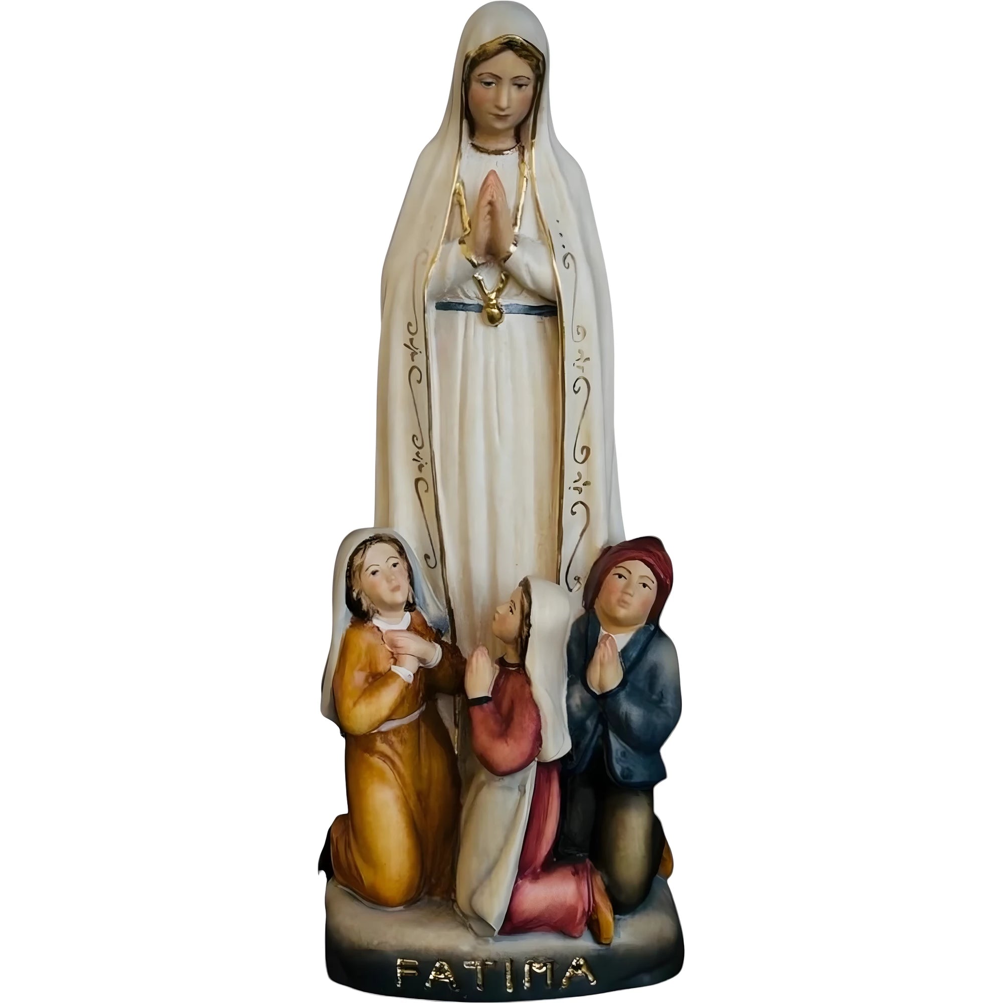 Statua Madonna Pellegrina di Fátima in Legno Scolpito Val Gardena