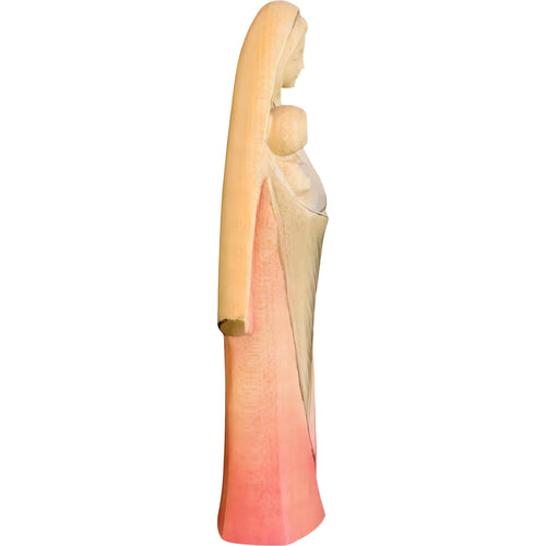Stylized Madonna with Child Statue in Val Gardena Wood Dolfi Stylized Madonna with Child Statue in Val Gardena Wood Dolfi