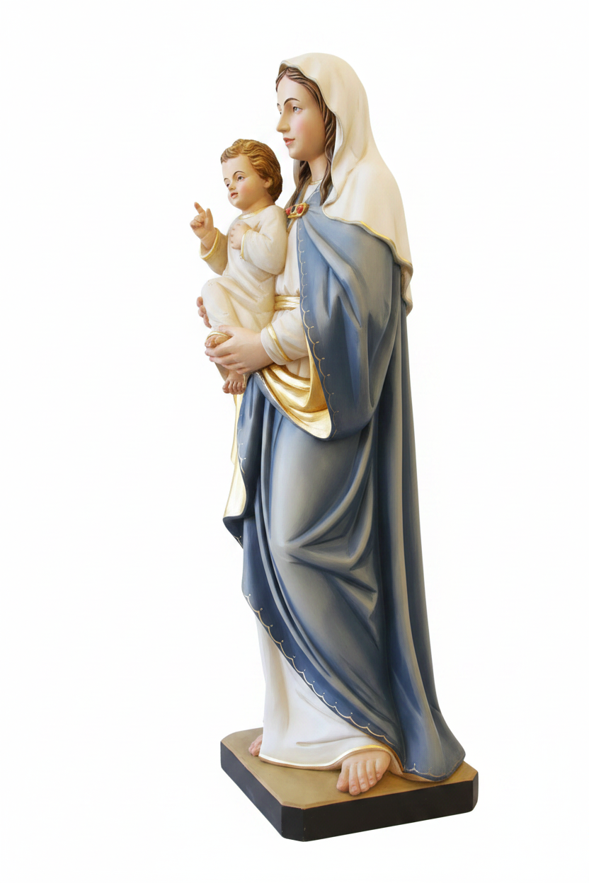 Statue Madonna with the Child Jesus in Artistic Fiber for Val Gardena