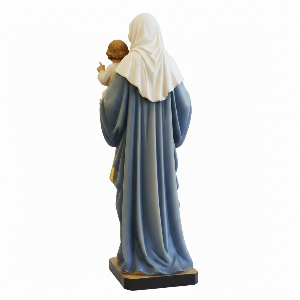 Statue Madonna with the Child Jesus in Artistic Fiber for Val Gardena