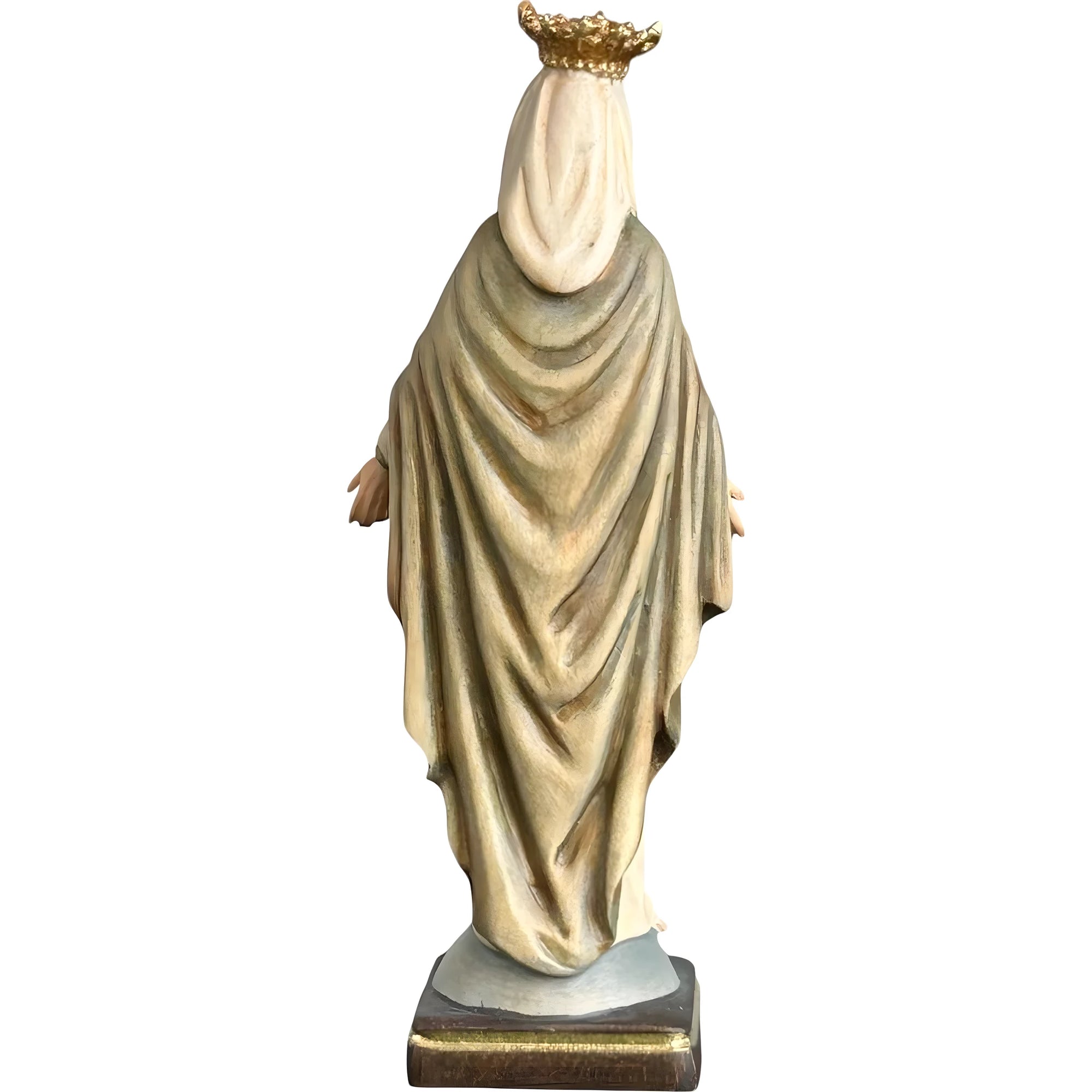 Statua Madonna con Corona e Gesto di Accoglienza, Scultura in Legno Val Gardena