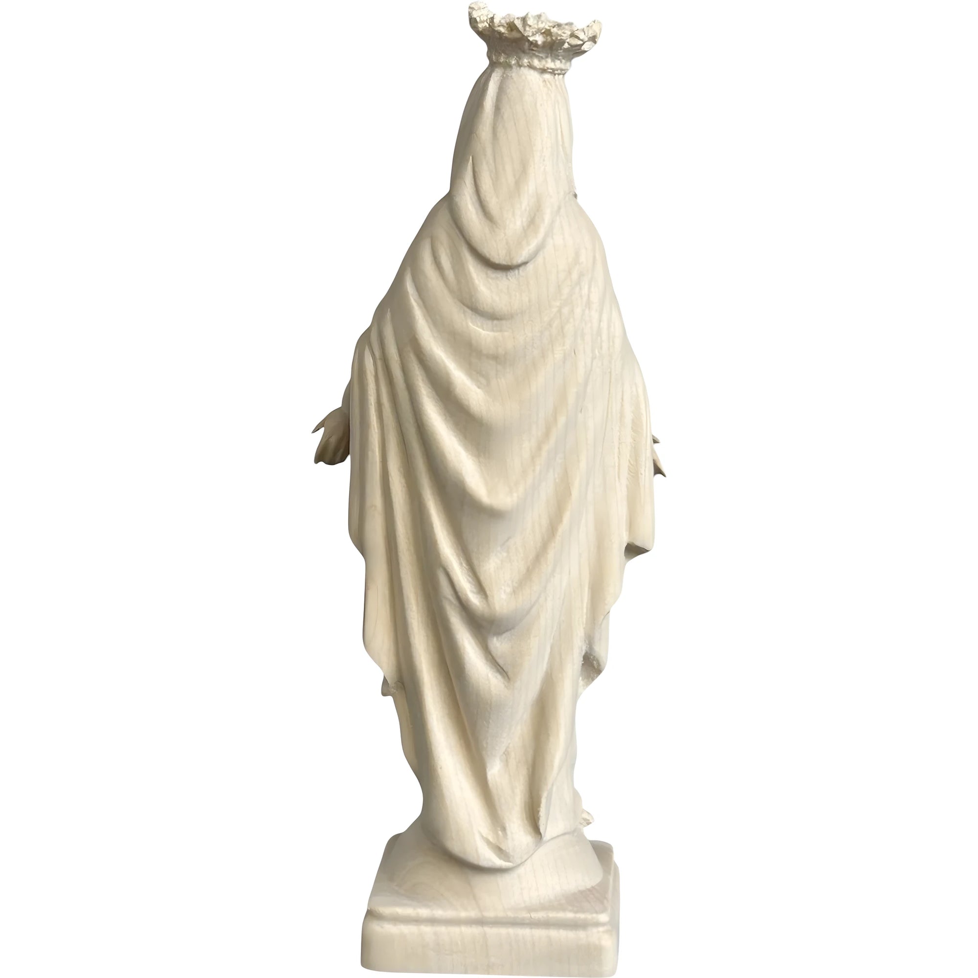 Statua Madonna con Corona e Gesto di Accoglienza, Scultura in Legno Val Gardena