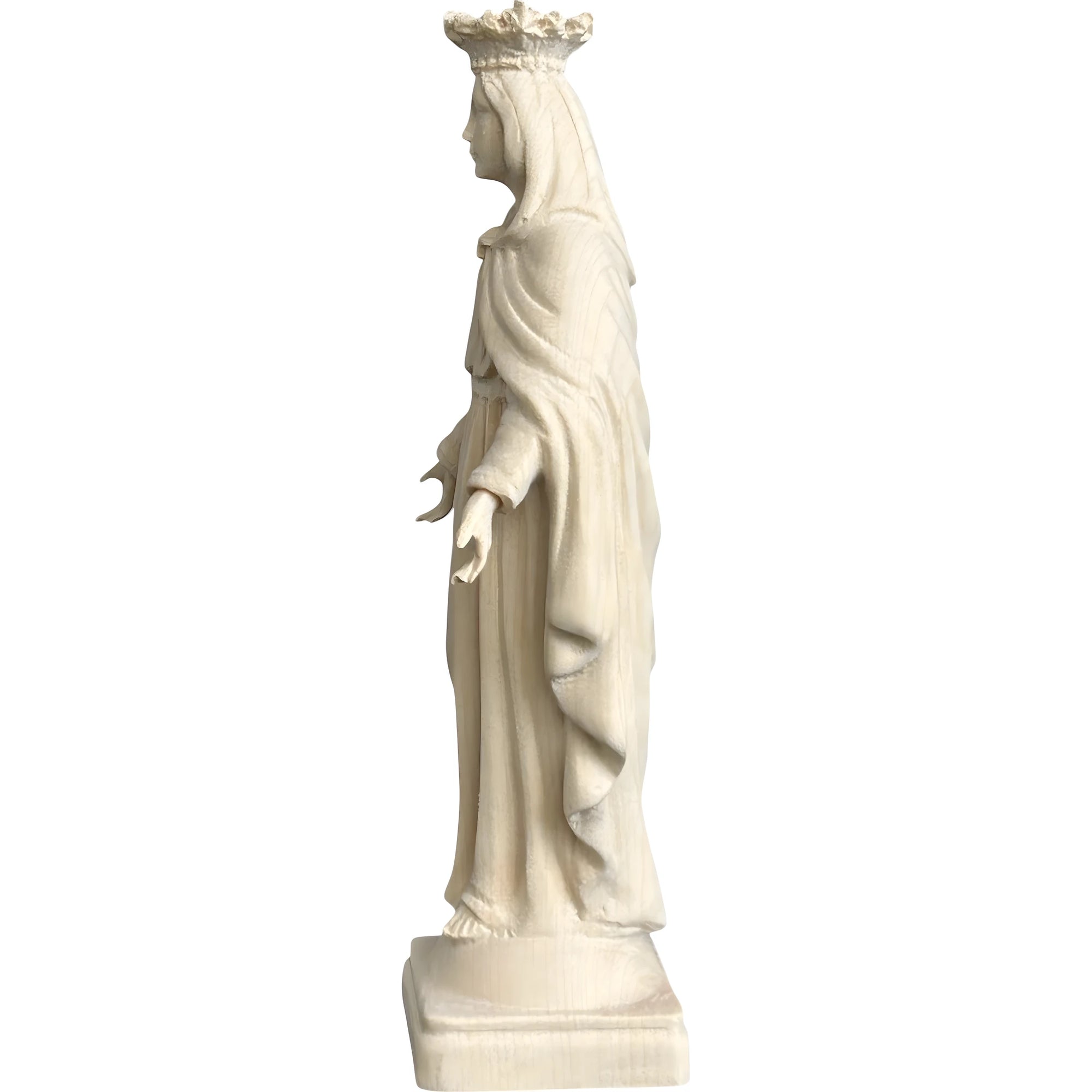 Statua Madonna con Corona e Gesto di Accoglienza, Scultura in Legno Val Gardena