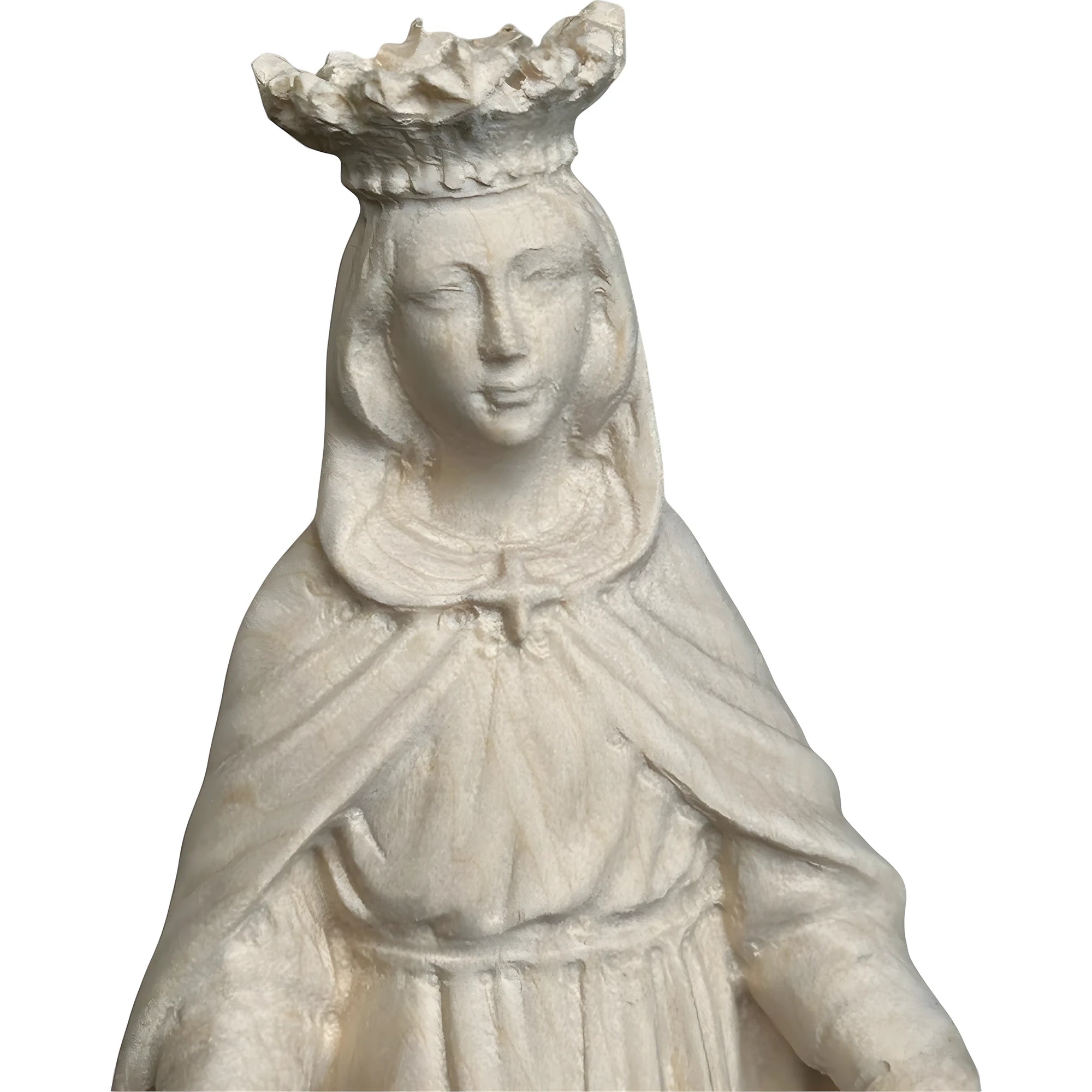 Statua Madonna con Corona e Gesto di Accoglienza, Scultura in Legno Val Gardena