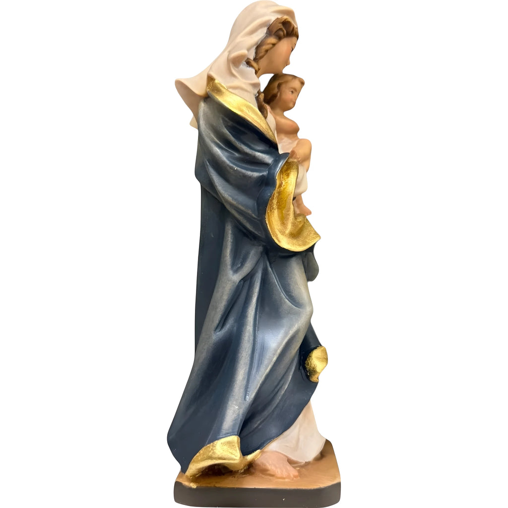 Our Lady of the Heart with Child statue in carved wood from Val Gardena