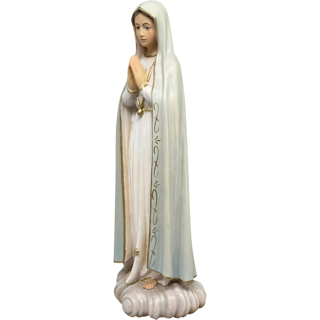 Statua Madonna di Fátima Scolpita a Mano in Legno della Val Gardena