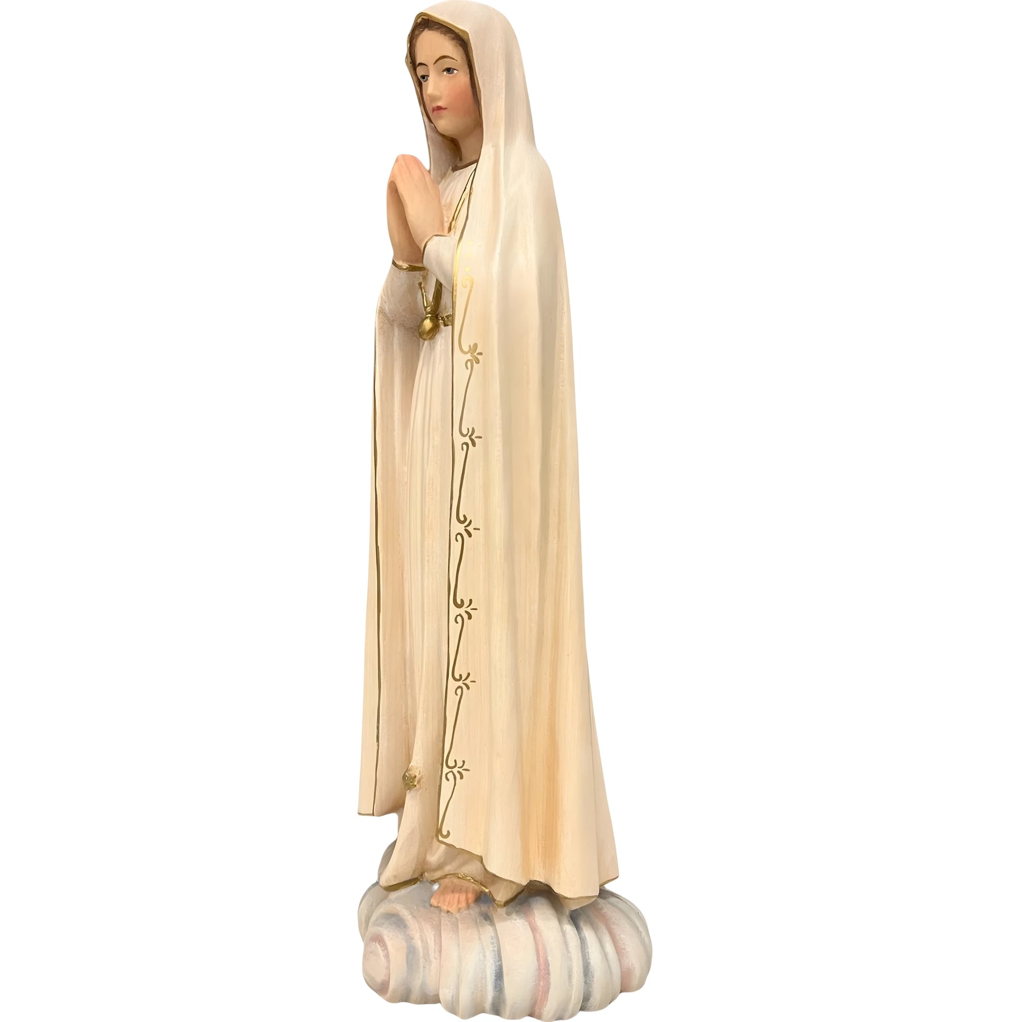 Statua Madonna di Fátima Scolpita a Mano in Legno della Val Gardena