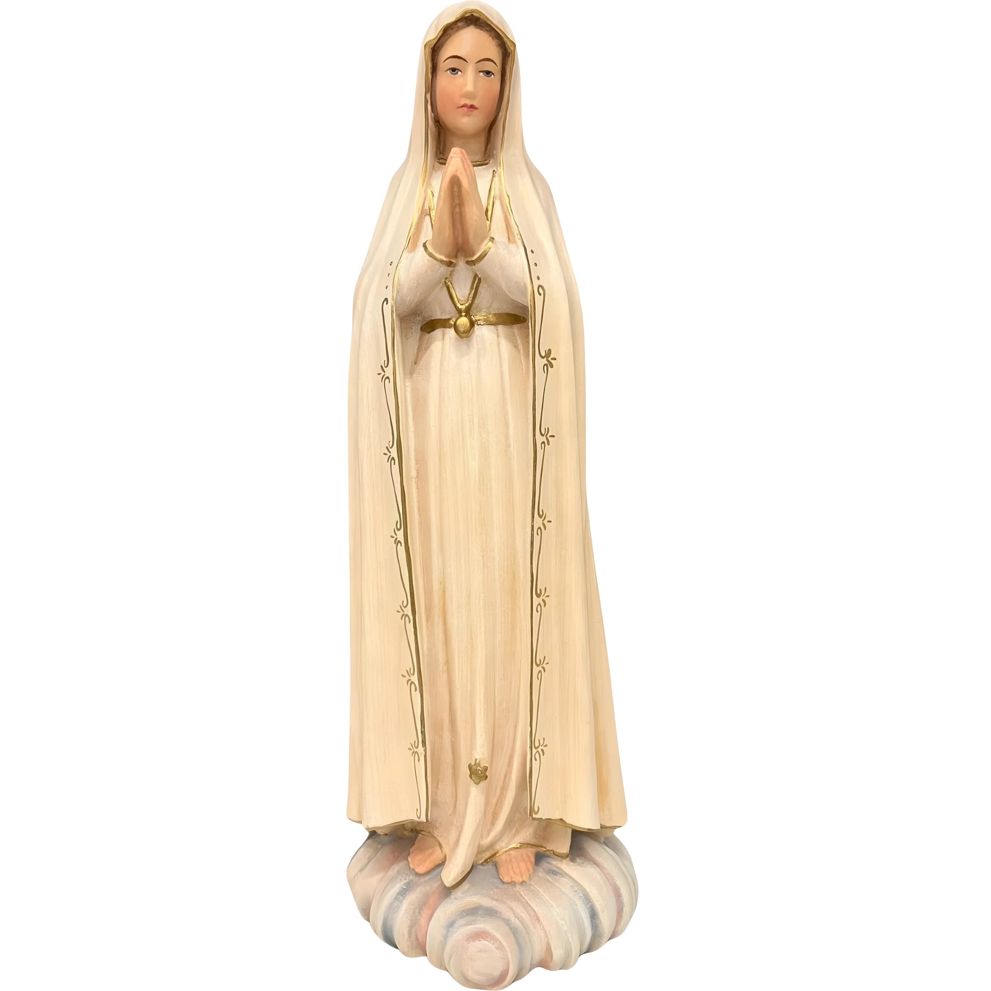 Statua Madonna di Fátima Scolpita a Mano in Legno della Val Gardena