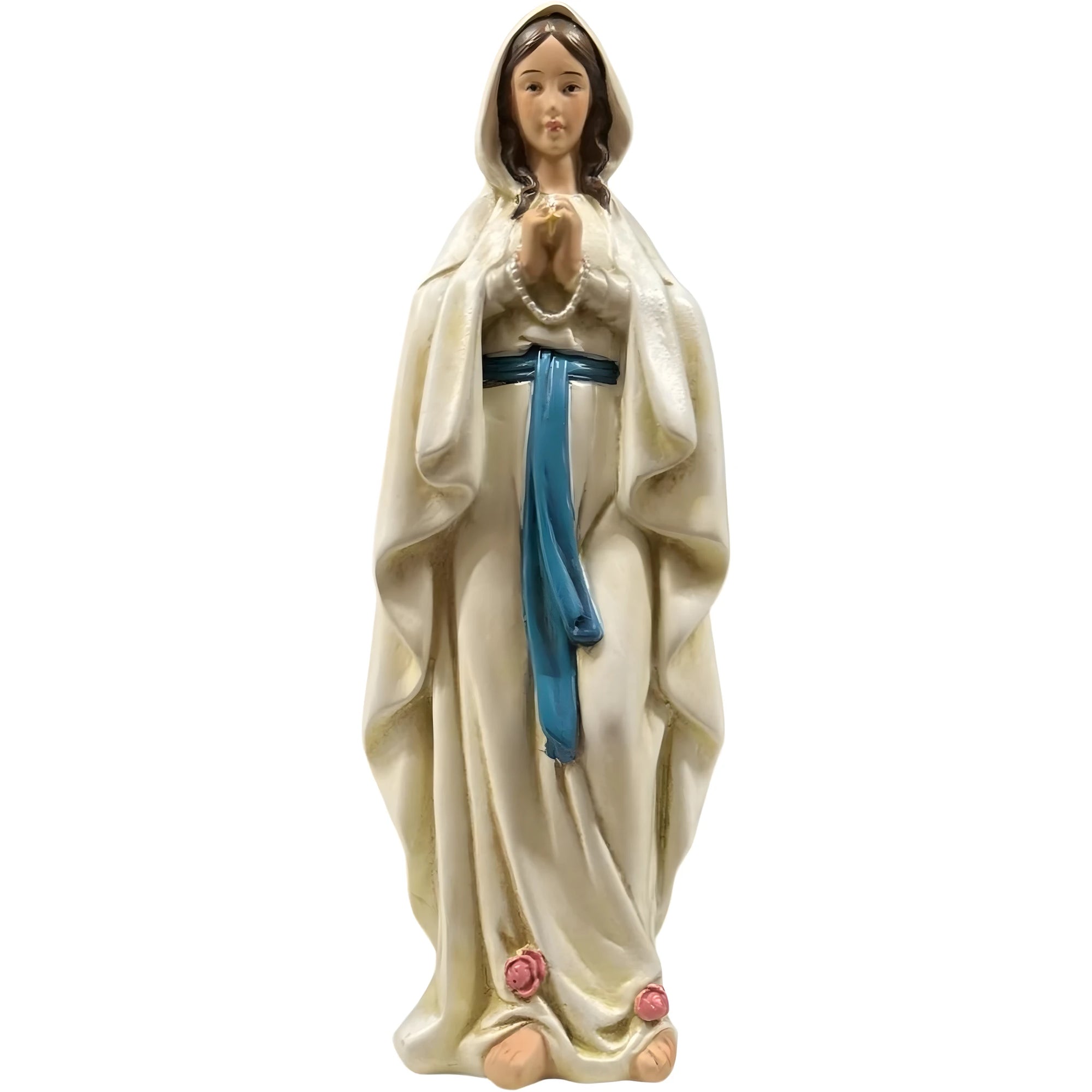 Statua Madonna di Lourdes 15 cm in Pregiata Pasta di Legno Dipinta a Mano