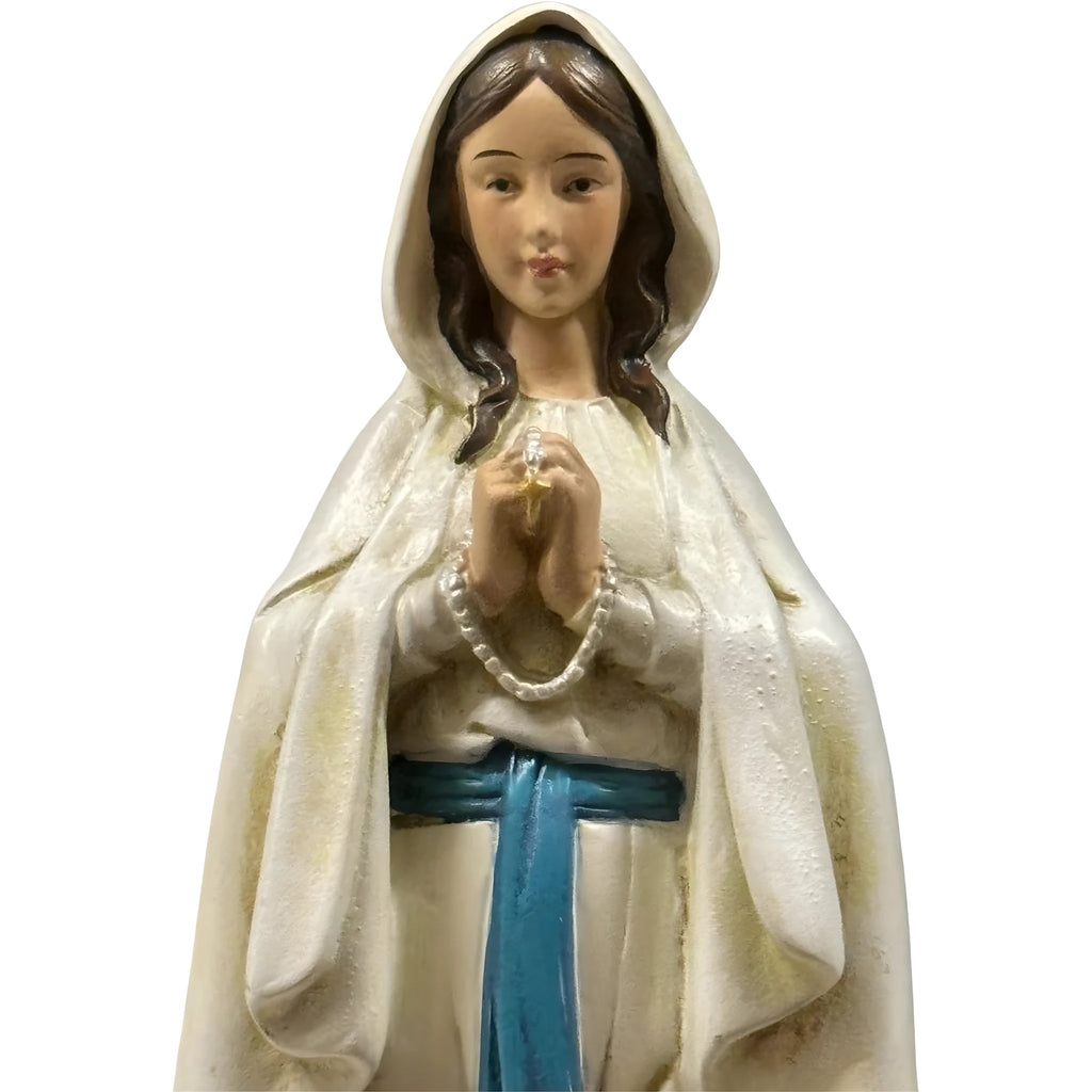 Statua Madonna di Lourdes 15 cm in Pregiata Pasta di Legno Dipinta a Mano