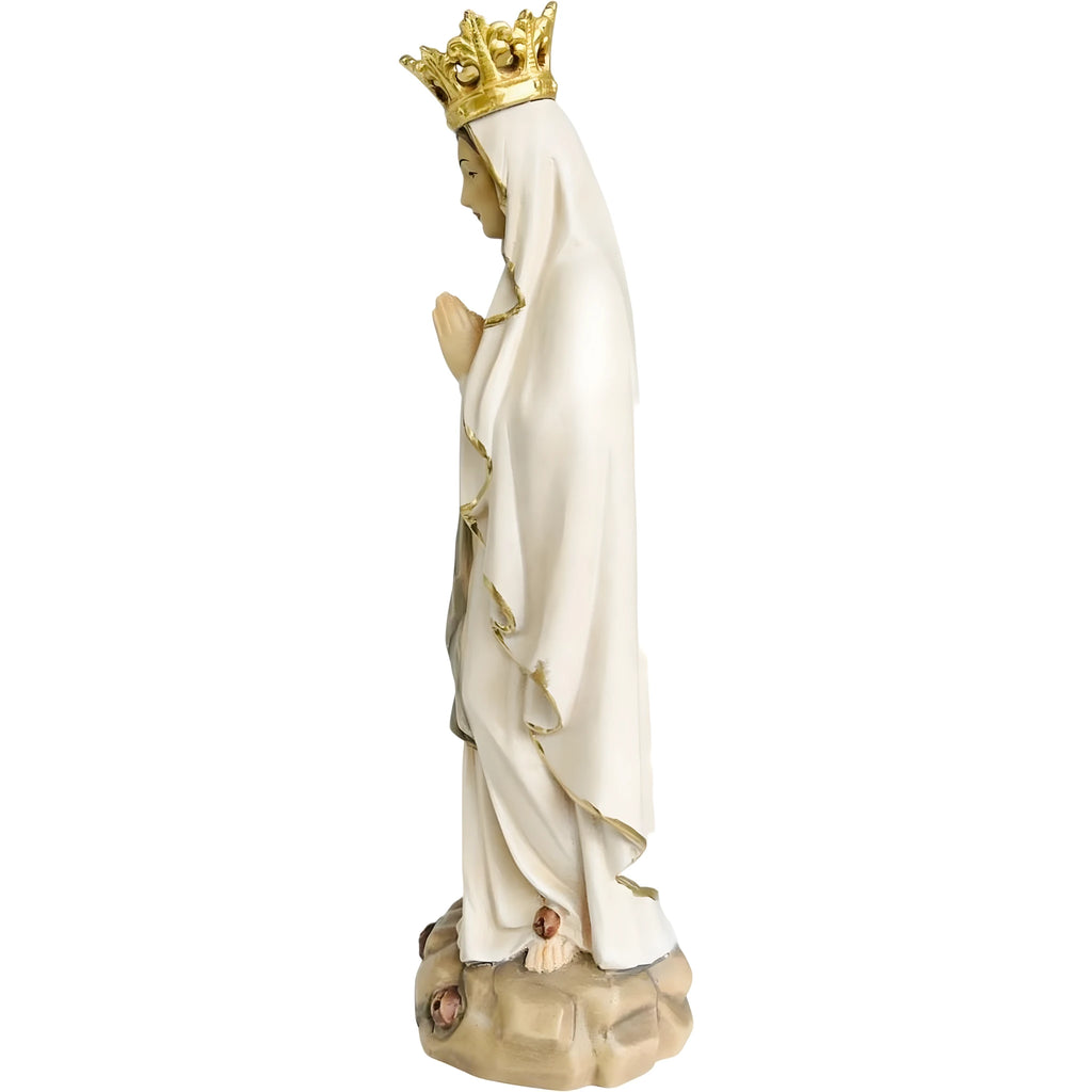Estatua Virgen de Lourdes Inmaculada Concepción en Madera de Val Gardena con Corona