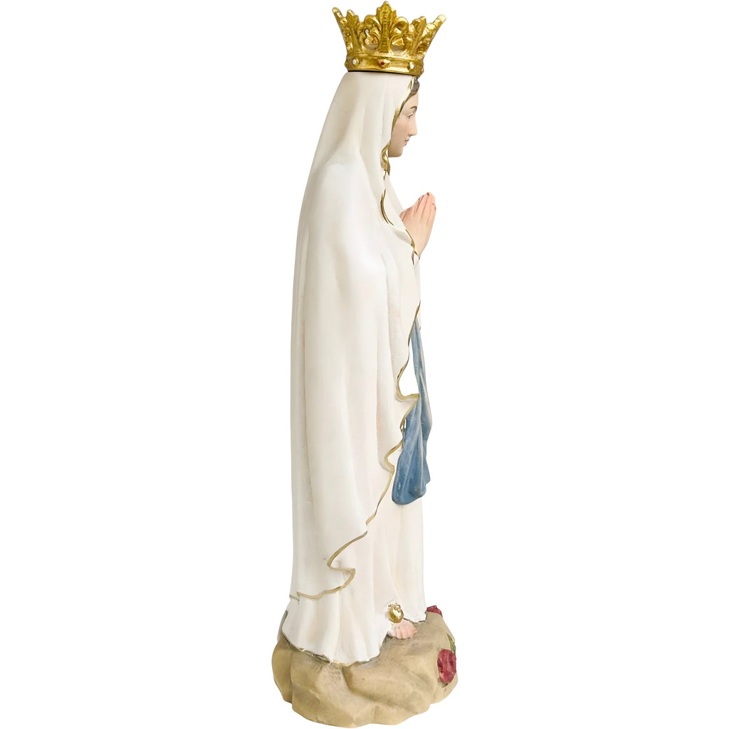 Estatua Virgen de Lourdes Inmaculada Concepción en Madera de Val Gardena con Corona