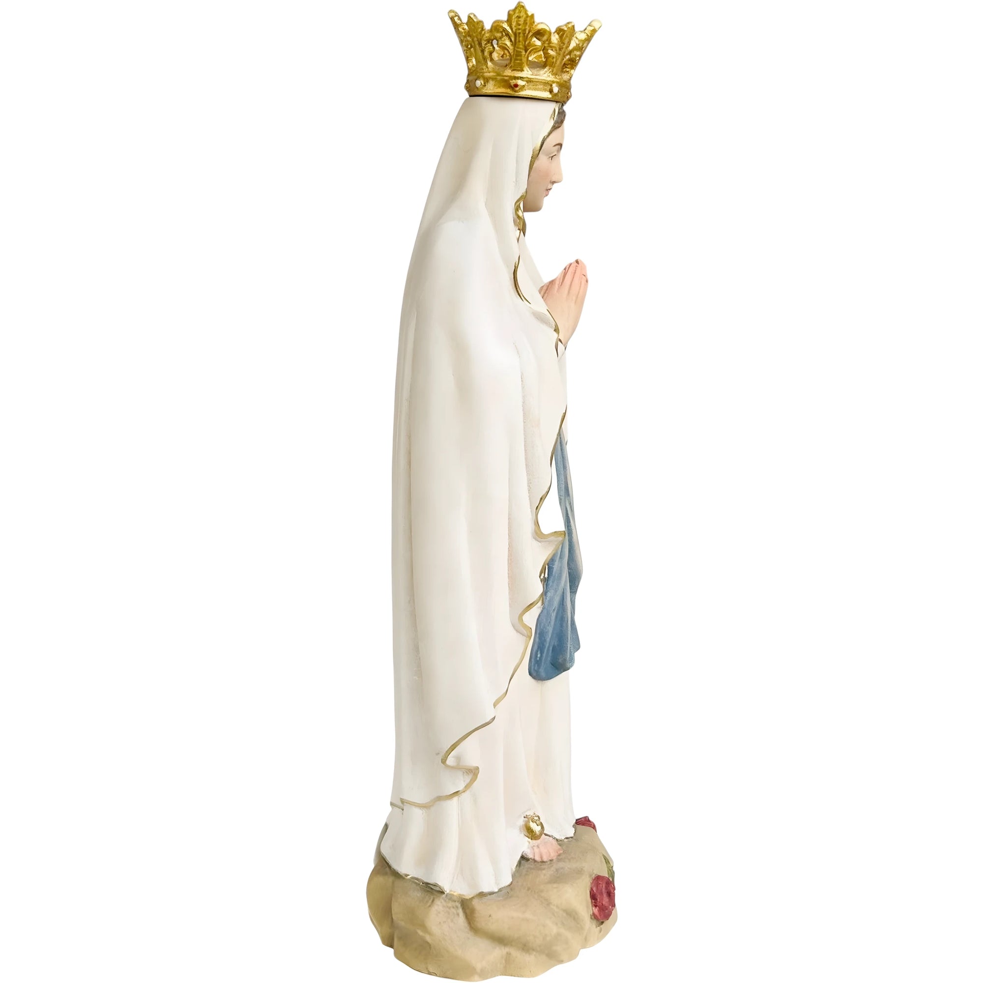 Statua Madonna di Lourdes Immacolata Concezione in Legno della Val Gardena con Corona