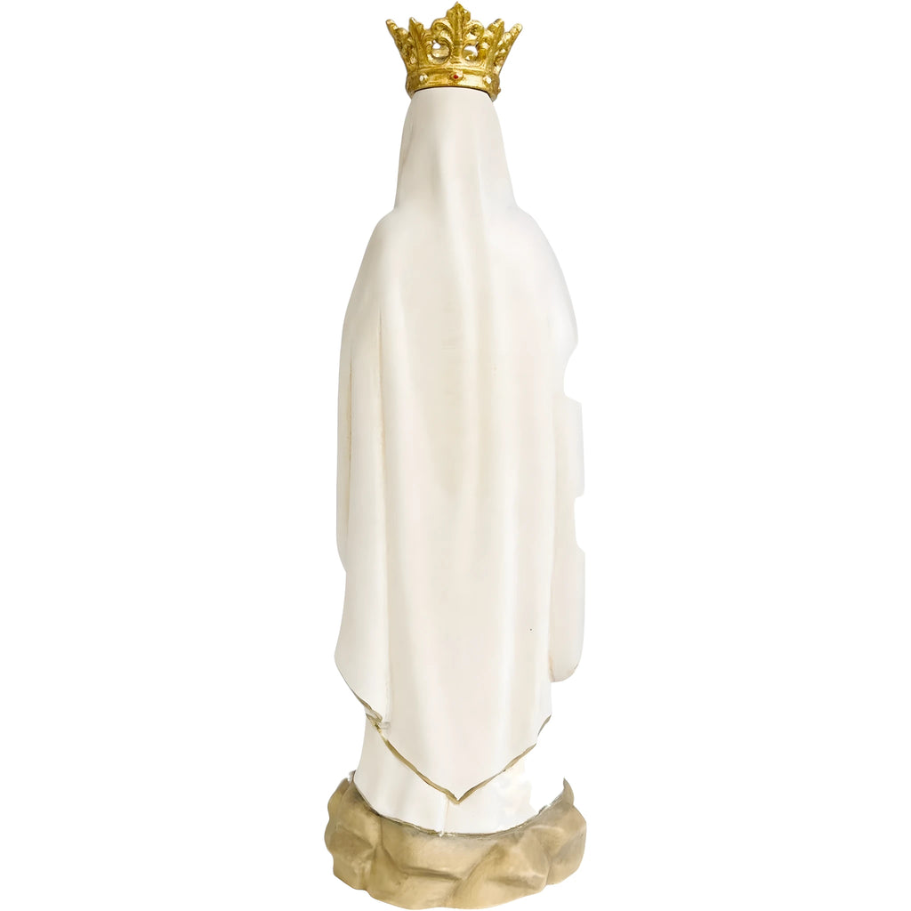 Estatua Virgen de Lourdes Inmaculada Concepción en Madera de Val Gardena con Corona