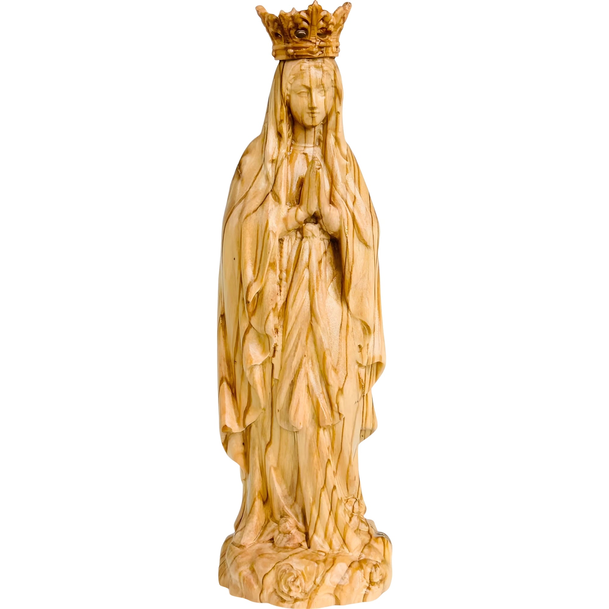 Statua Madonna di Lourdes Immacolata Concezione in Legno della Val Gardena con Corona