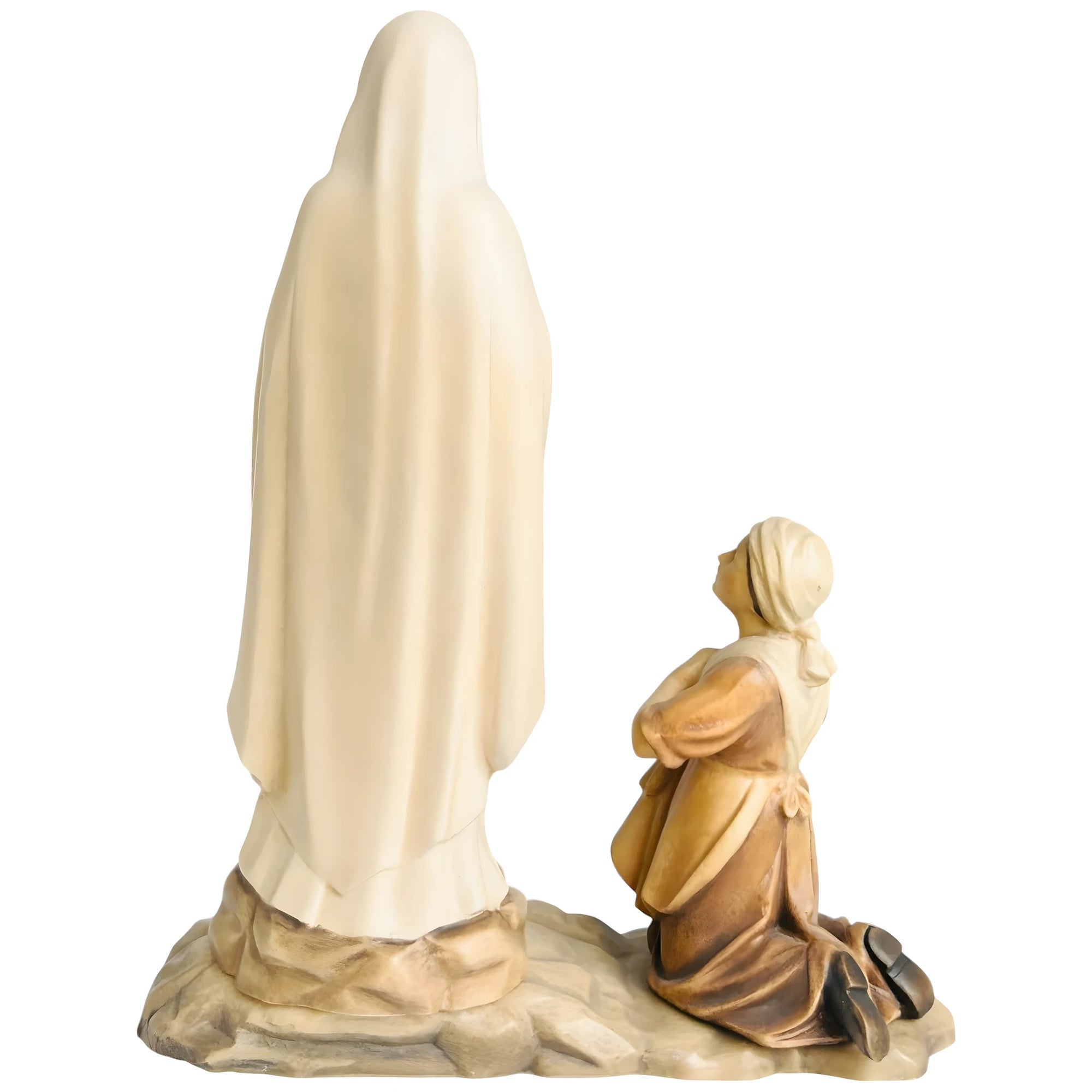 Statua Madonna di Lourdes con Bernadette in Legno della Val Gardena