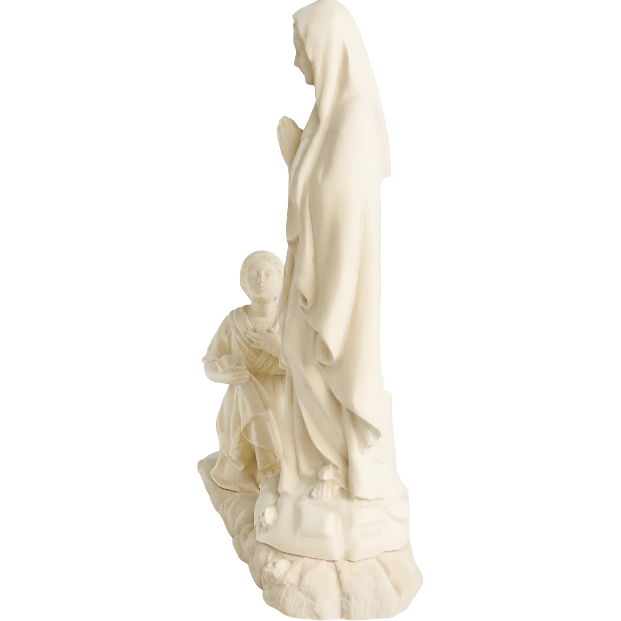 Statua Madonna di Lourdes con Bernadette in Legno della Val Gardena