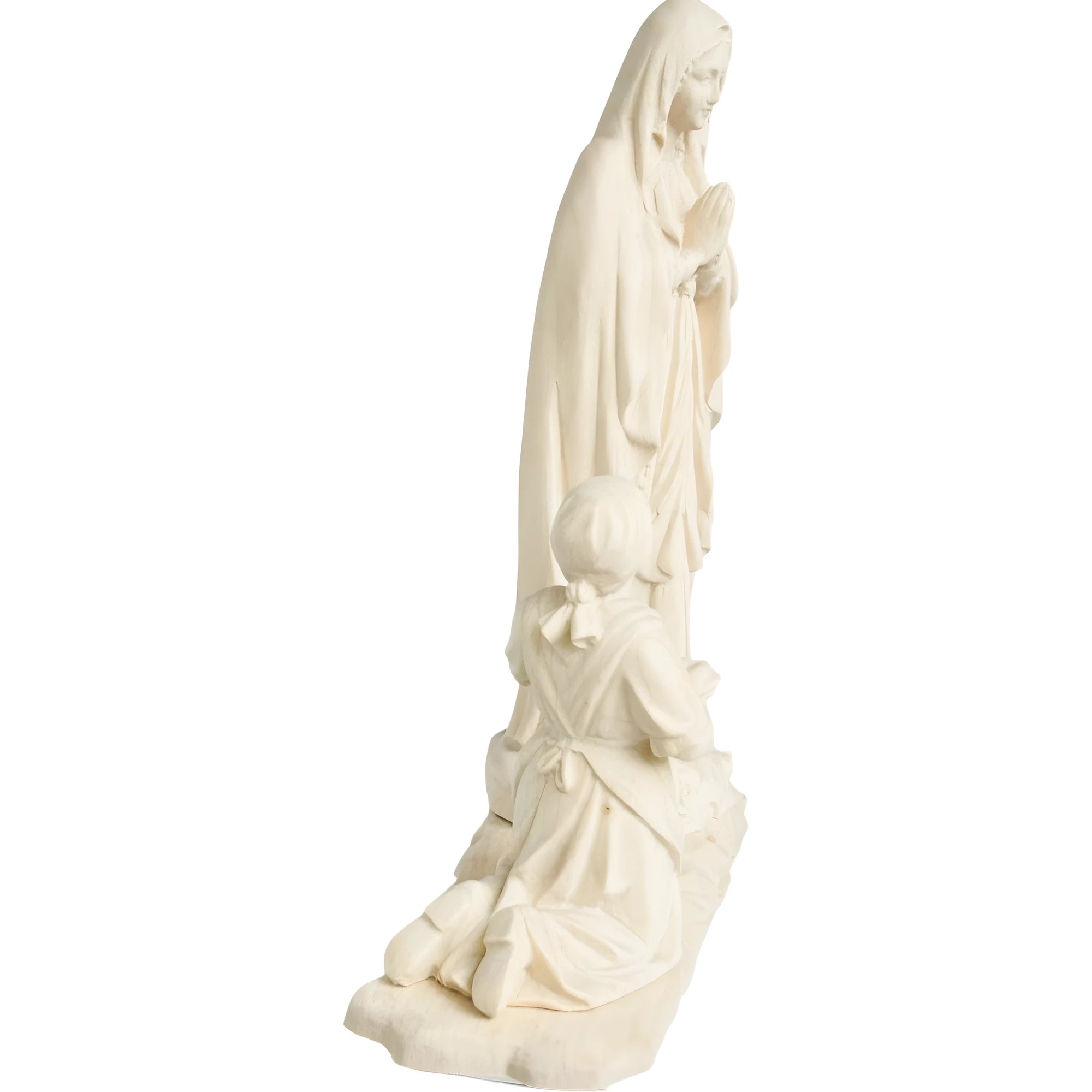 Statua Madonna di Lourdes con Bernadette in Legno della Val Gardena