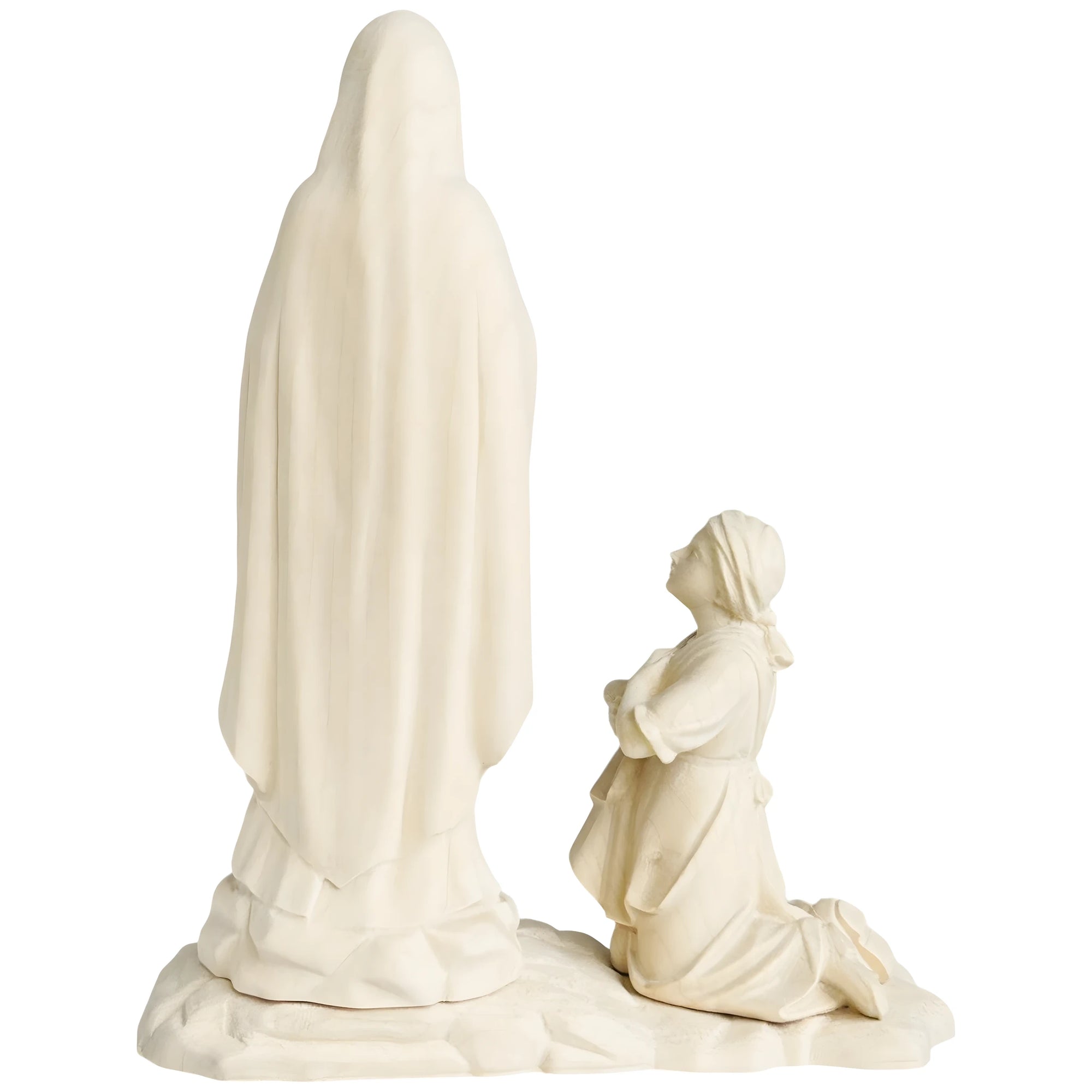 Statua Madonna di Lourdes con Bernadette in Legno della Val Gardena