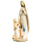 Estátua Nossa Senhora de Lourdes e Santa Bernadete em Madeira esculpida