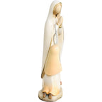 Estátua Nossa Senhora de Lourdes e Santa Bernadete em Madeira esculpida