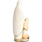 Estátua Nossa Senhora de Lourdes e Santa Bernadete em Madeira esculpida