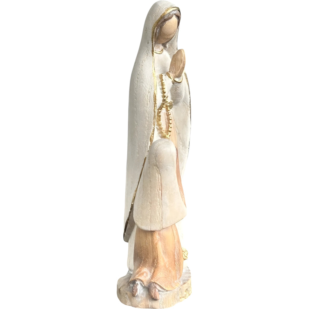 Statue Notre-Dame de Lourdes et Sainte Bernadette en bois sculpté