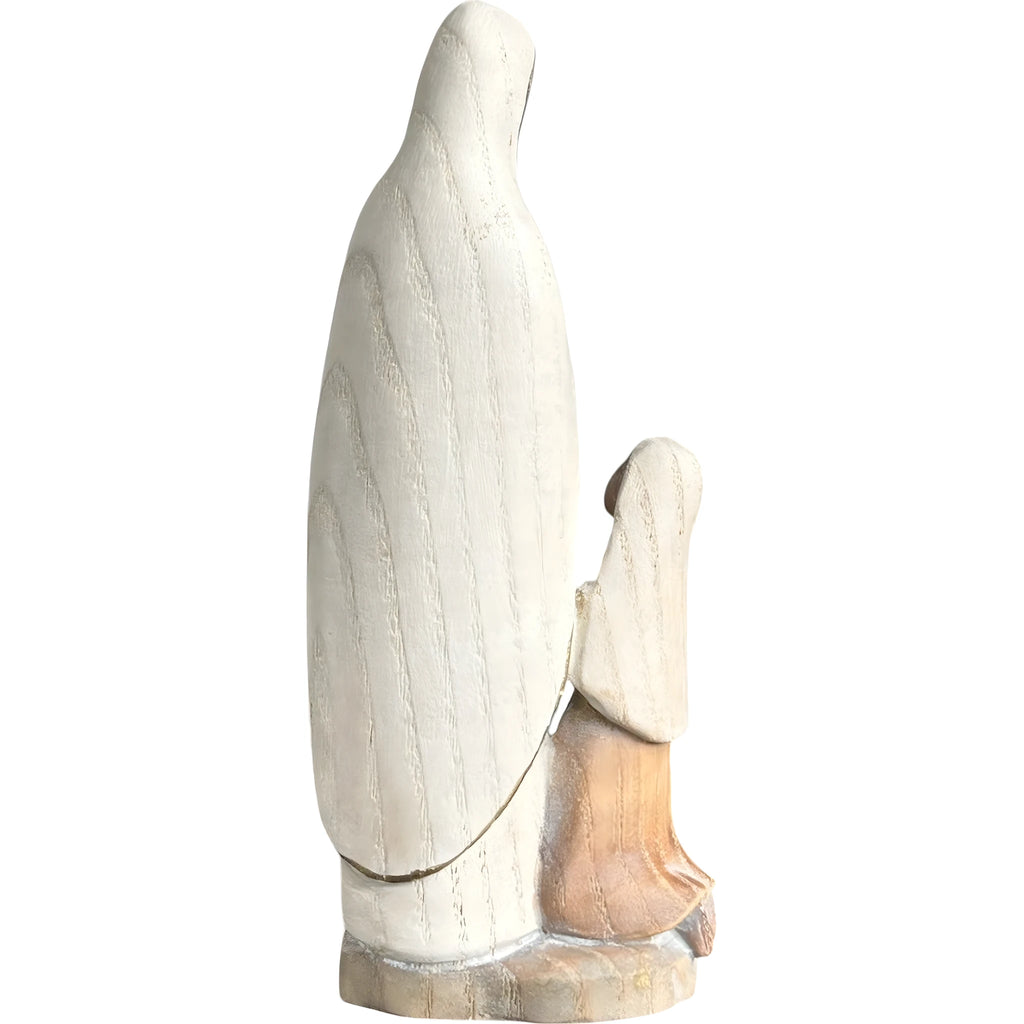 Statue Notre-Dame de Lourdes et Sainte Bernadette en bois sculpté