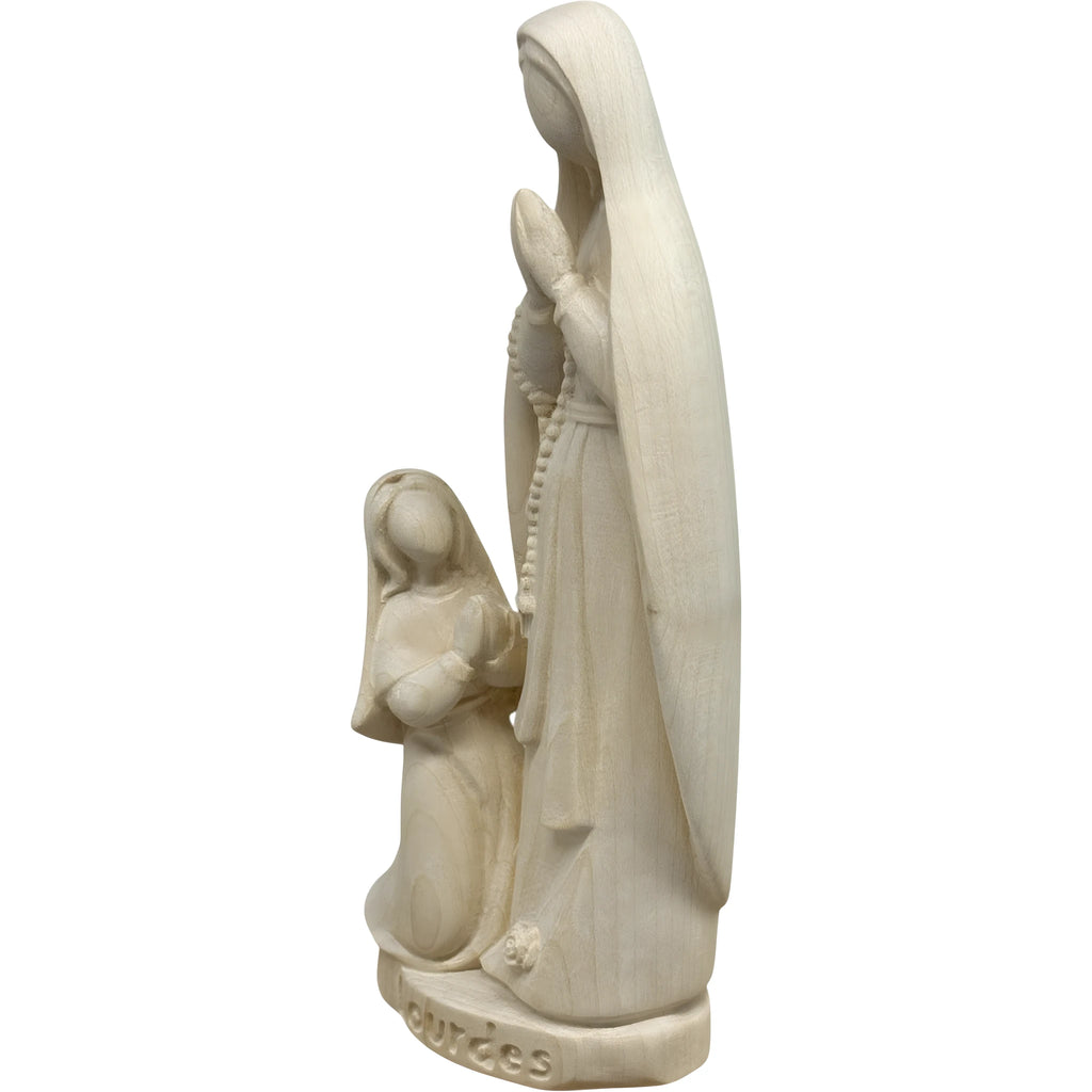 Statue Notre-Dame de Lourdes et Sainte Bernadette en bois sculpté